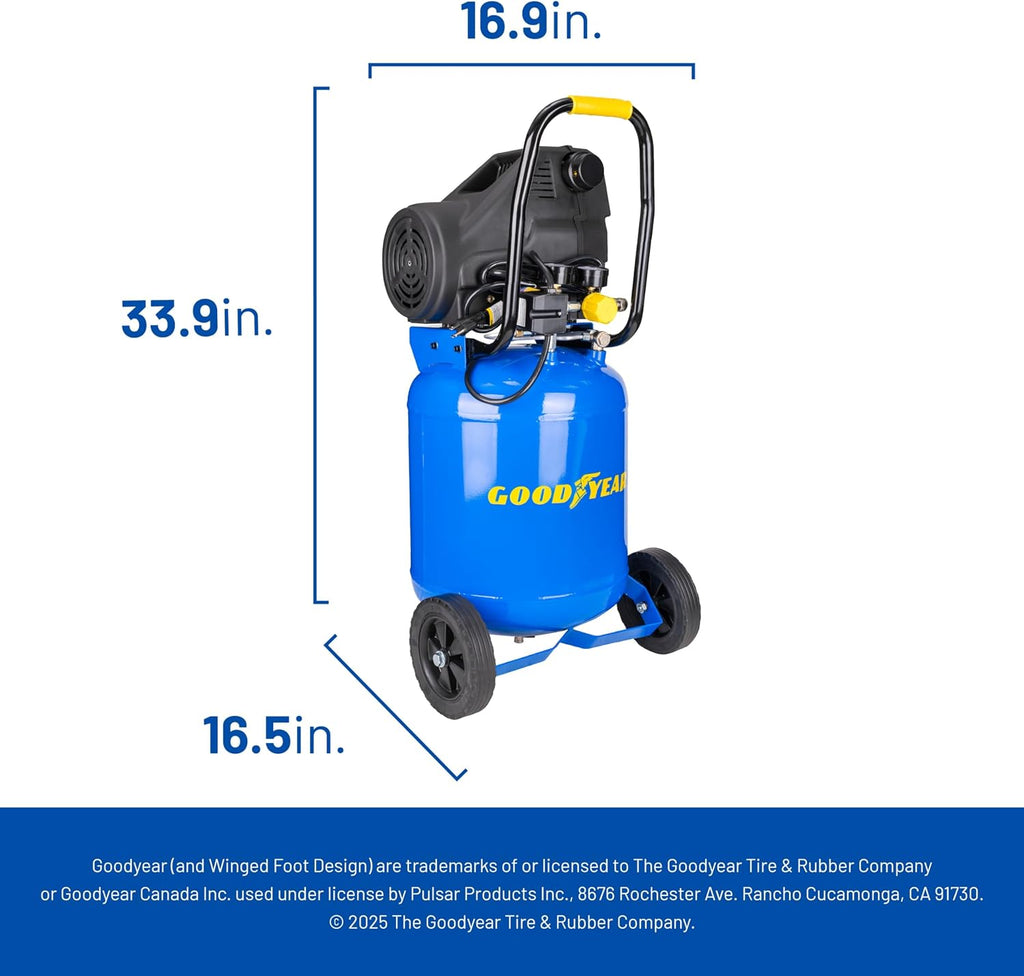 Goodyear 10 Gallon 150 PSI Oil Free Portable Vertical Electric Air Compressor