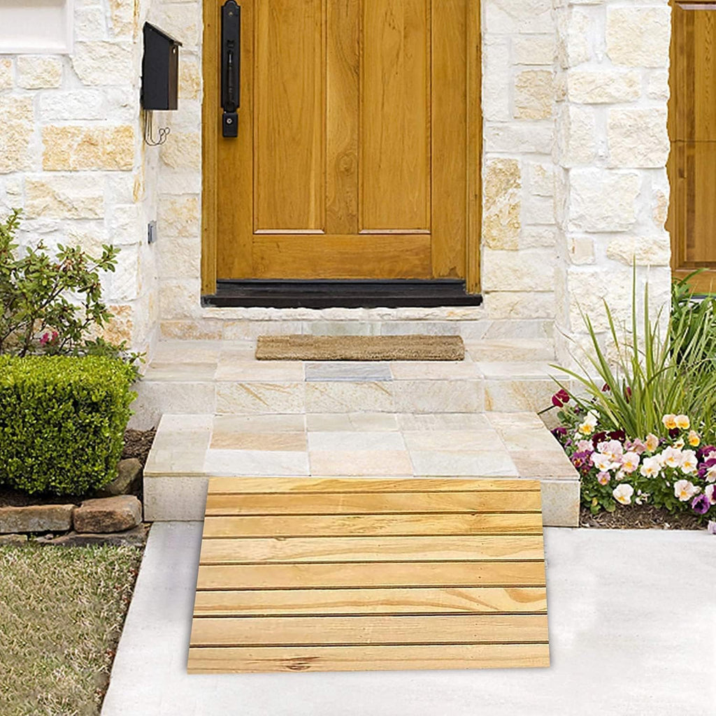 Wooden Threshold Ramps for Doorways, Pets/Kids/Elderly/Disabled Entryway Ramp Wheelchair Ramp, Non Slip Curb Ramp(30.8x30x10cm)