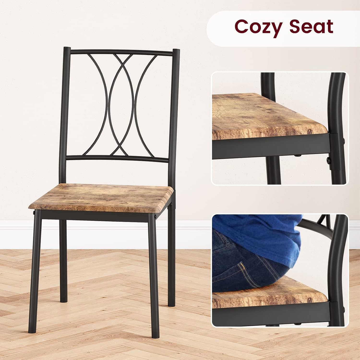Garvee 5-Piece Wood Dining Table Set for 4, Rectangular Kitchen Table Set with 4 Chairs, Space-Saving Dining Table Set for Apartment, Studio, Kitchen, Small Space, Brown