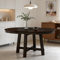 Bellemave 42'-58' Extendable Dining Table for 4-6, Solid Wood Oval Dining Kitchen Table with Removable Leaf, Farmhouse Circle Desk for Kitchen Living Room Space Saving (Espresso)