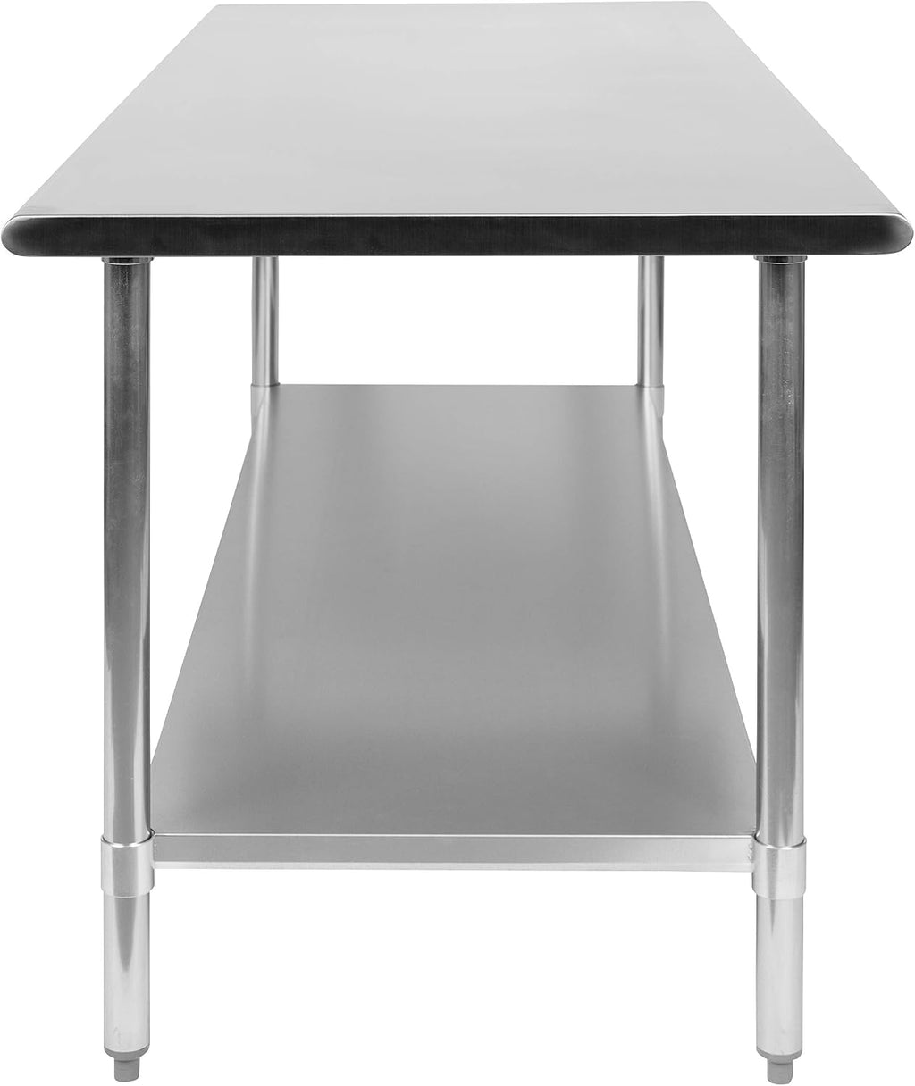 Flash Furniture Reader NSF Certified Stainless Steel Kitchen Prep and Work Table, Commercial Work Table with Undershelf Storage, Silver