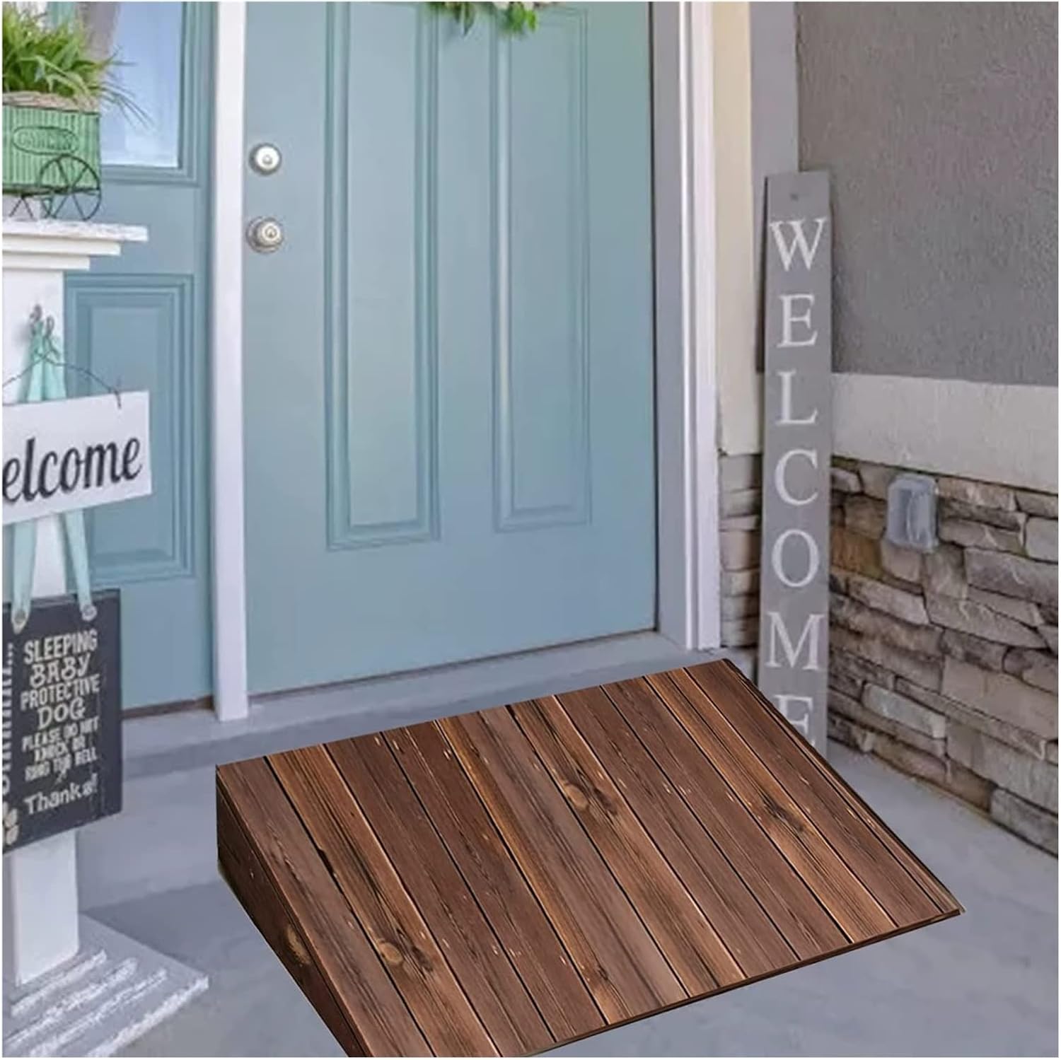 JYDQM Portable Driveway Ramp Portable Doorways Threshold Ramps, Wooden Non Slip Curb Ramp for Wheelchair/Stairs, Indoor or Outdoor Use, 10cm/18cm/20cm High(Size:60x100x30cm/23.6x39.4x11.8inch)