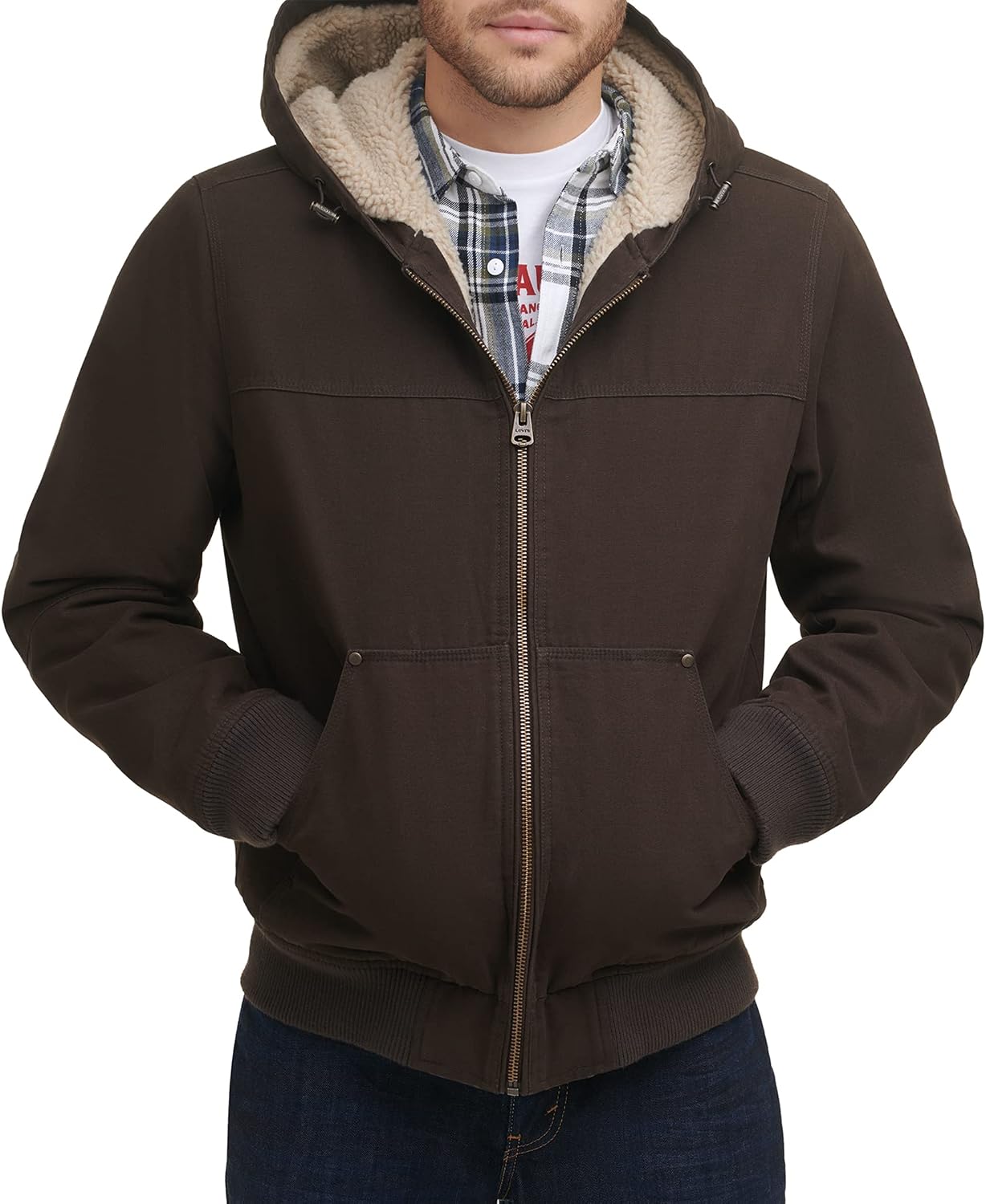 Levi's Men's Workwear Cotton Canvas Hooded Bomber Jacket