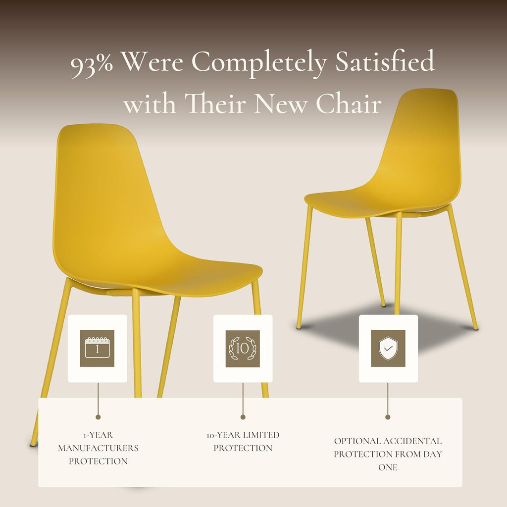 Poly & BARK Isla Modern Kitchen Chairs Set of 4 - Plastic Dining Chair with Metal Legs - Quick Assembly Simple Cafe Chairs Plastic for Indoor or Outdoor - Sunburst Yellow