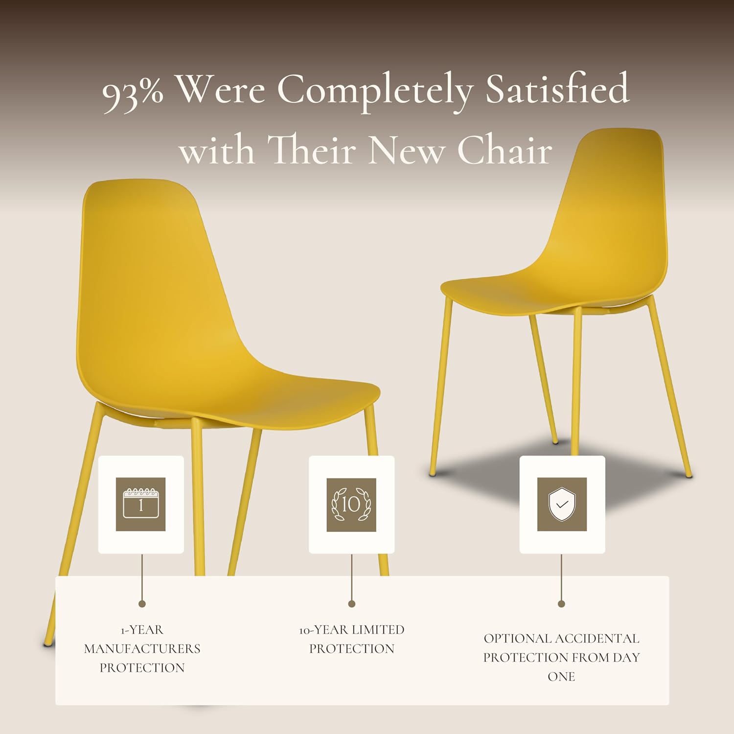 Poly & BARK Isla Modern Kitchen Chairs Set of 4 - Plastic Dining Chair with Metal Legs - Quick Assembly Simple Cafe Chairs Plastic for Indoor or Outdoor - Sunburst Yellow