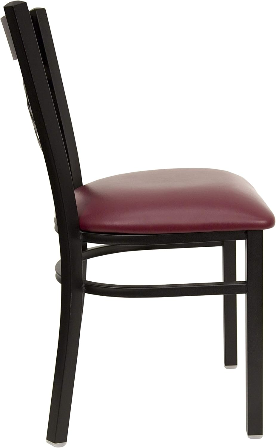 Flash Furniture 2 Pack HERCULES Series Black ''X'' Back Metal Restaurant Chair - Burgundy Vinyl Seat