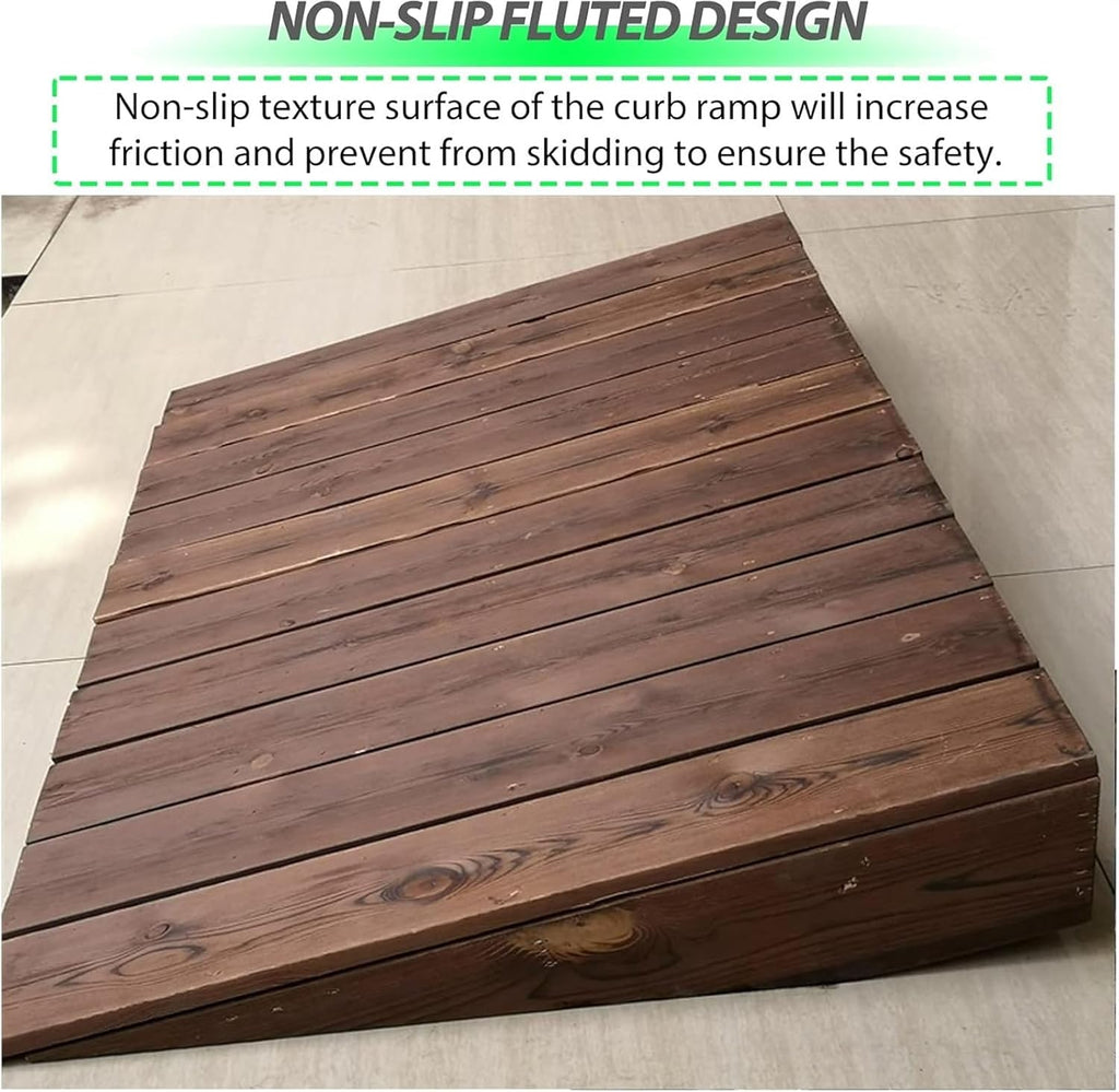 Threshold Ramp, Doorway Wooden Threshold Ramp - 3/4/5/6/7/inch Rise, Non-Slip Slope Pad for Wheelchairs/Cars/Bikes, Portable Driveway Curb Ramp, Load 300kg/660lbs(38.8x35x15cm/15.3x13.8x5.9in)