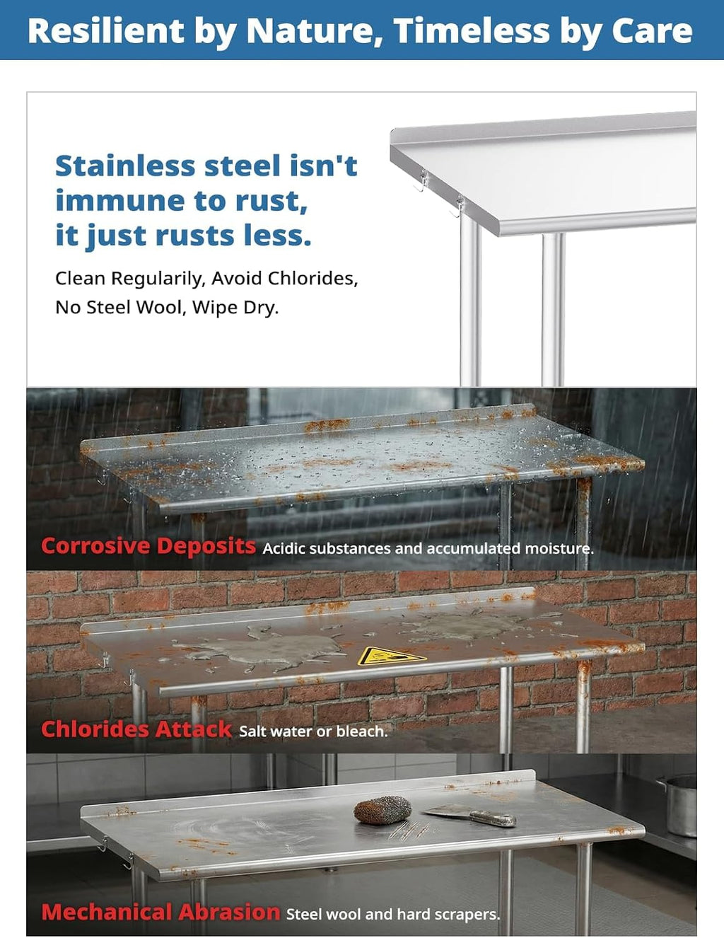 Atelicf All-Stainless Steel Prep Table, 24 X 48 Inches, with Casters and Adjustable Undershelf, Heavy-Duty Build for Outdoor Use,Restaurants,Hotels,Workshops,Kitchens,Gardens, and Garages