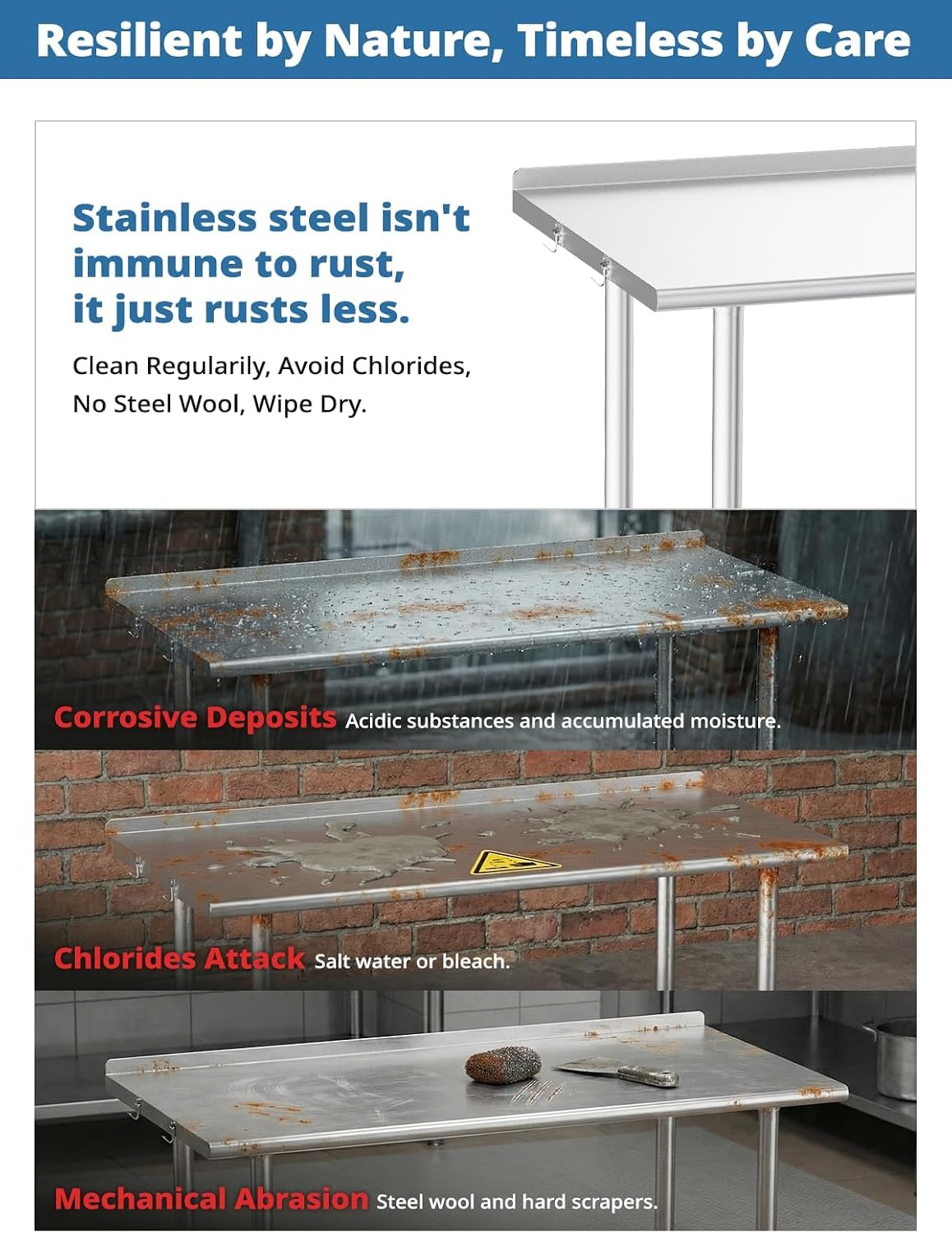 Atelicf All-Stainless Steel Prep Table, 24 X 48 Inches, with Casters and Adjustable Undershelf, Heavy-Duty Build for Outdoor Use,Restaurants,Hotels,Workshops,Kitchens,Gardens, and Garages