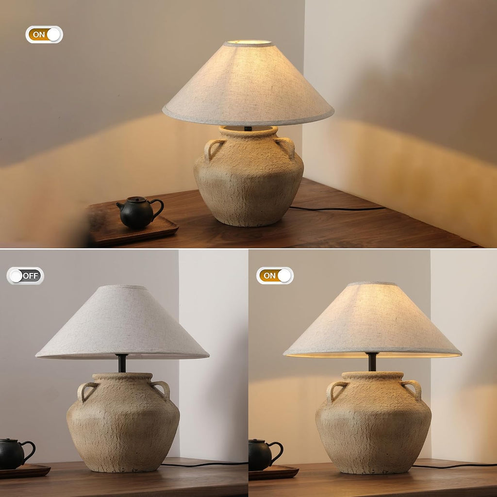 Farmhouse Rustic Table Lamps Rustic Southwestern Table Lamp with Fabric Lampshade Decor Bedside Ceramic Table Lamp for Living Room Bedroom House Nightstand