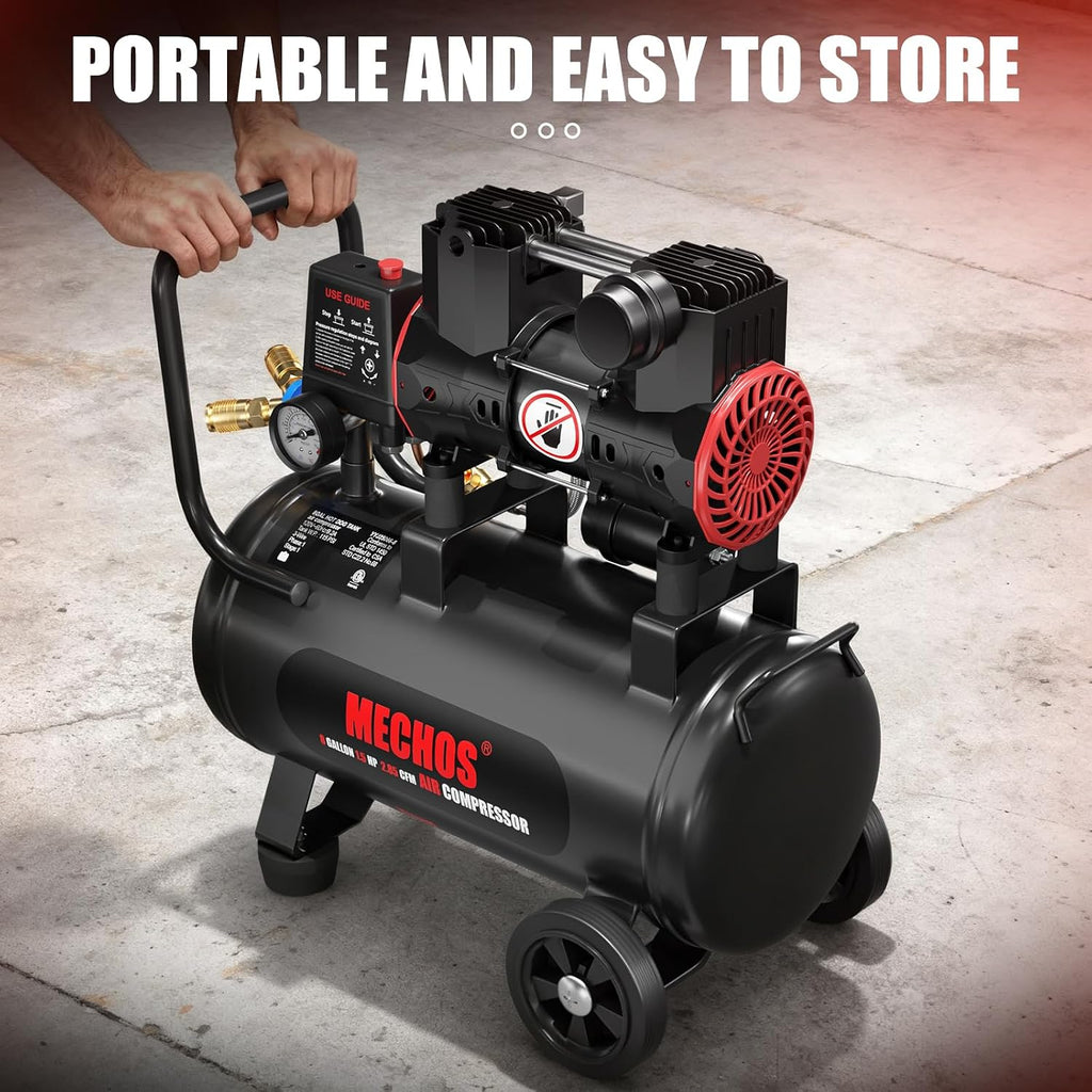 Portable Air Compressor with 8 Gallon Steel Tank, 1.5 HP 2.85 CFM @ 90 PSI, 116 Max PSI Oil-Free Air Compressor for Garage, Home Use, Tire Inflation, Nail Gun, DIY Projects,110V