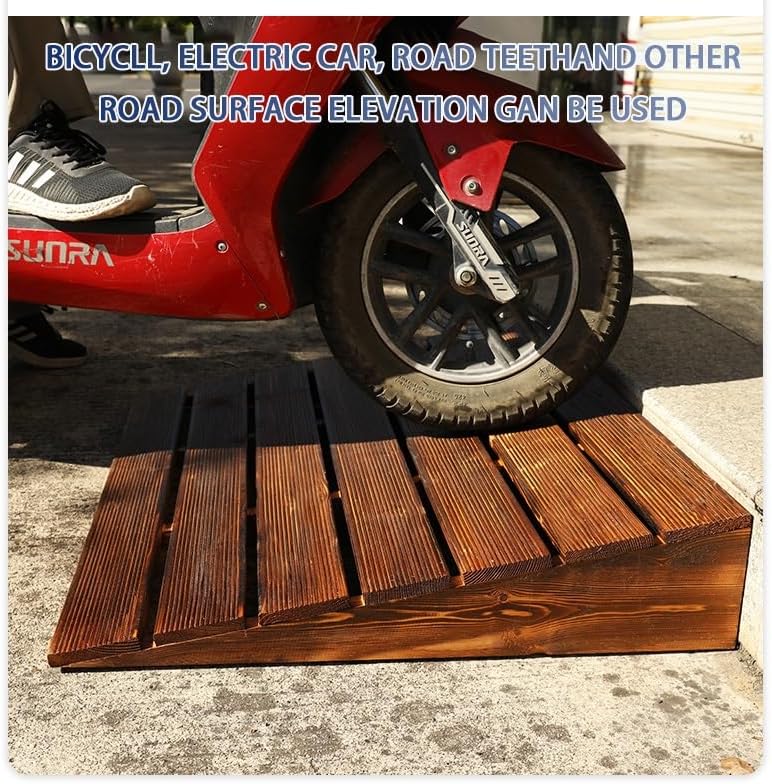 6' Rise Wood Curb Ramp, Portable Wheelchair Ramp, Non-Slip Threshold Ramp for Doorway, Steps Ramp for Cars Wheelchairs Scooter Lawn Mower(50 * 50 * 10cm/20 * 20 * 4in)