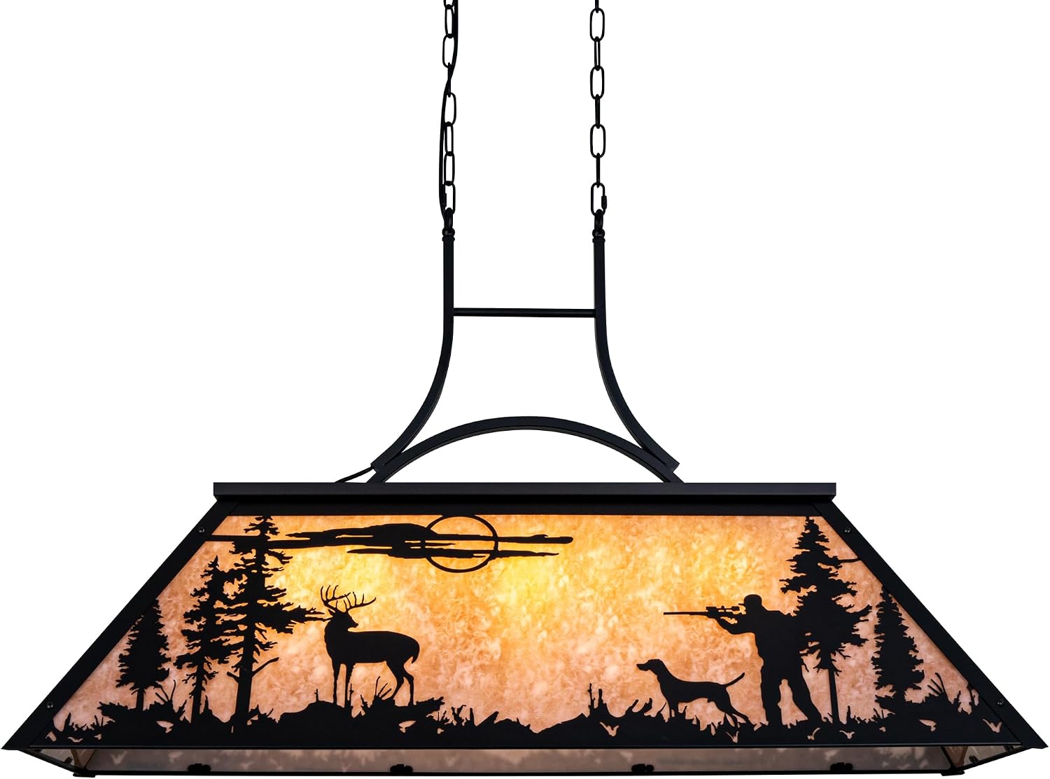 Wellmet Tiffany Pool Table Light, 3 Lights Rustic Deer Chandelier for Kitchen Island Cabin, Billiard Fixture Hanging Pendant Lamp for ' 8' 9' Table, Farmhouse Lighting or Country, Wild West Style
