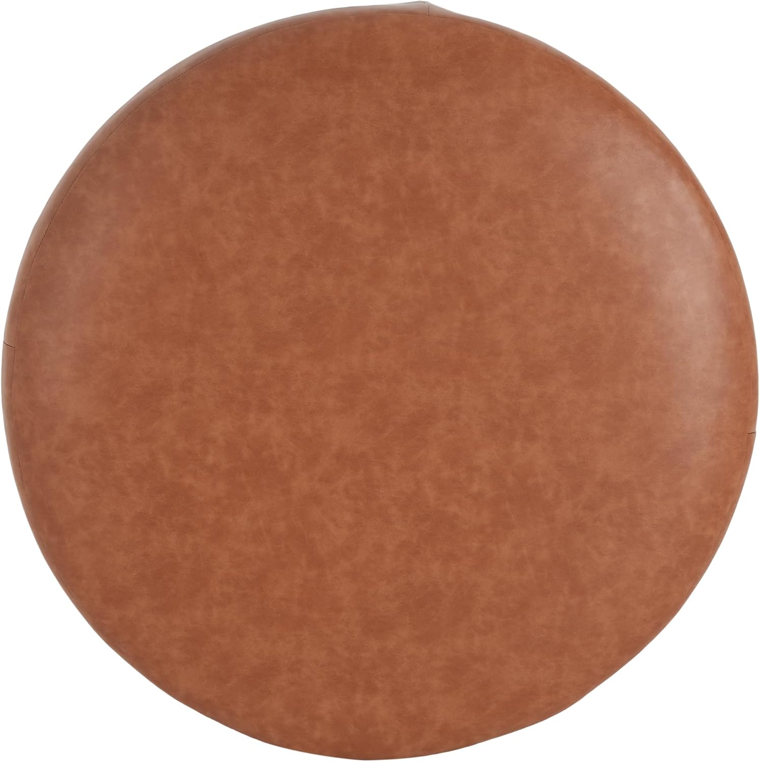 Christopher Knight Home GAVI PU Leather Ottoman Foot Stool, 30' Pouf Footstool Ottoman Seat, Upholstered Foot Chair, Round Footrest, Modern Side Table for Living Room Bedroom Home Decor, Cognac Brown