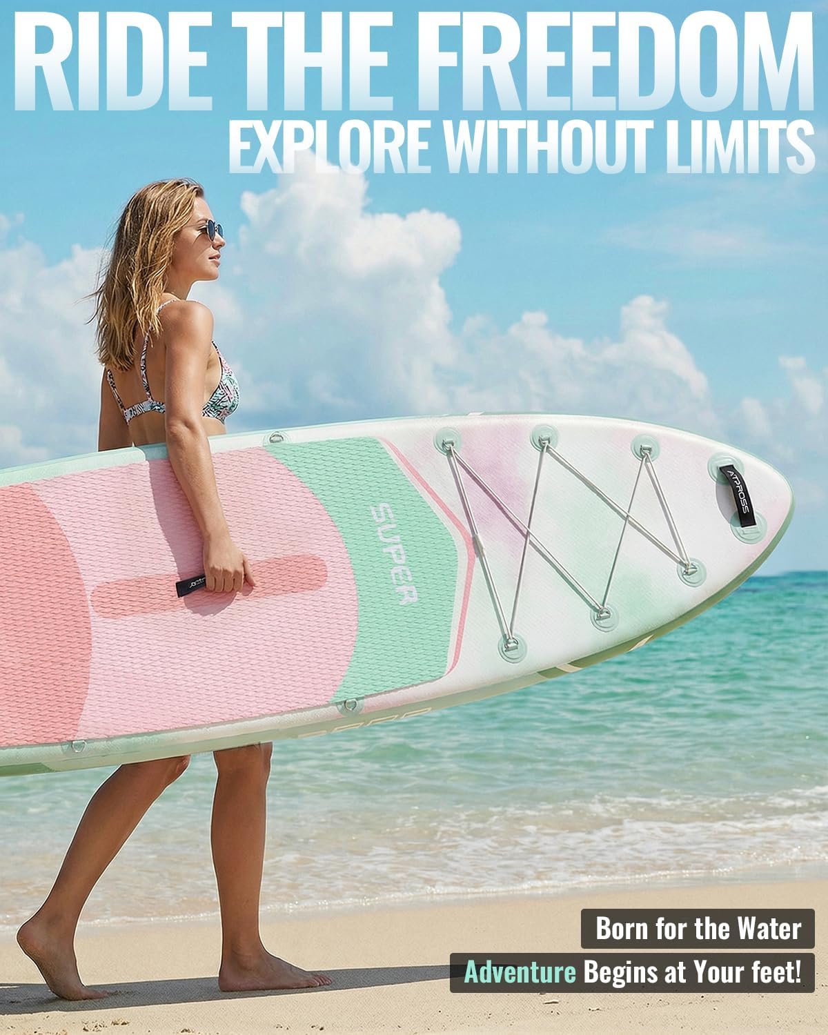 10'6''x33''Inflatable Stand Up Paddle Board, 400lbs Extra Wide Stand Up Paddleboard with Kayak Seat, Anti-Slip EVA Deck Premium SUP Accessories Kit, Non-Slip Stable Deck Boat