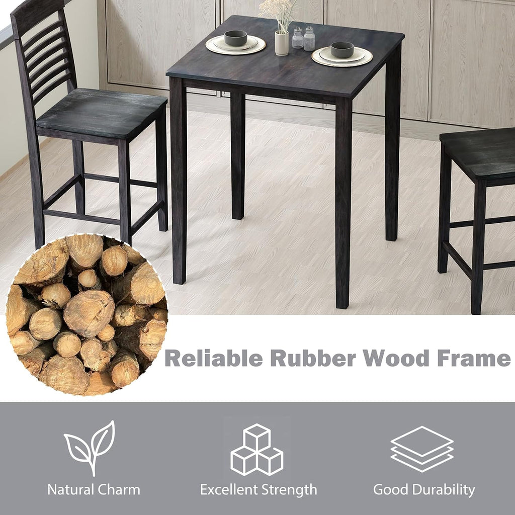 Giantex Square Dining Table with Solid Wood Frame, 220lbs Capacity, 30'x30'x36' Kitchen Table for 4-Person, Counter Height Bar Tables for Small Space, Dining Room, Living Room, Pub, Apartment, Grey