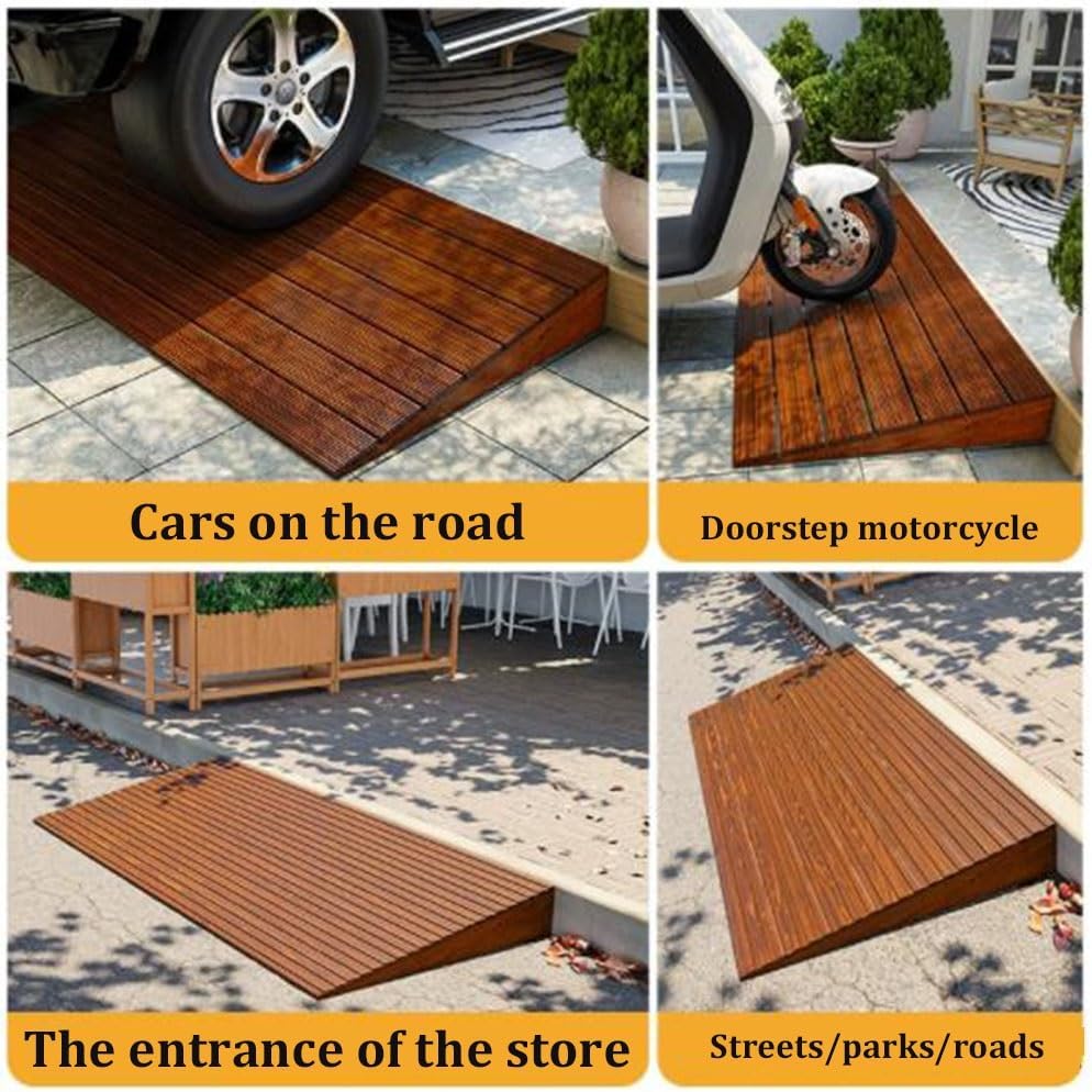 Doorways Wheelchair Ramps - Wood, Wooden Threshold Ramp Multipurpose Kerb Ramps 3.9' Rise, Step Ramp for Scooter Walkers Car Motorcycle(60 * 50 * 10cm)