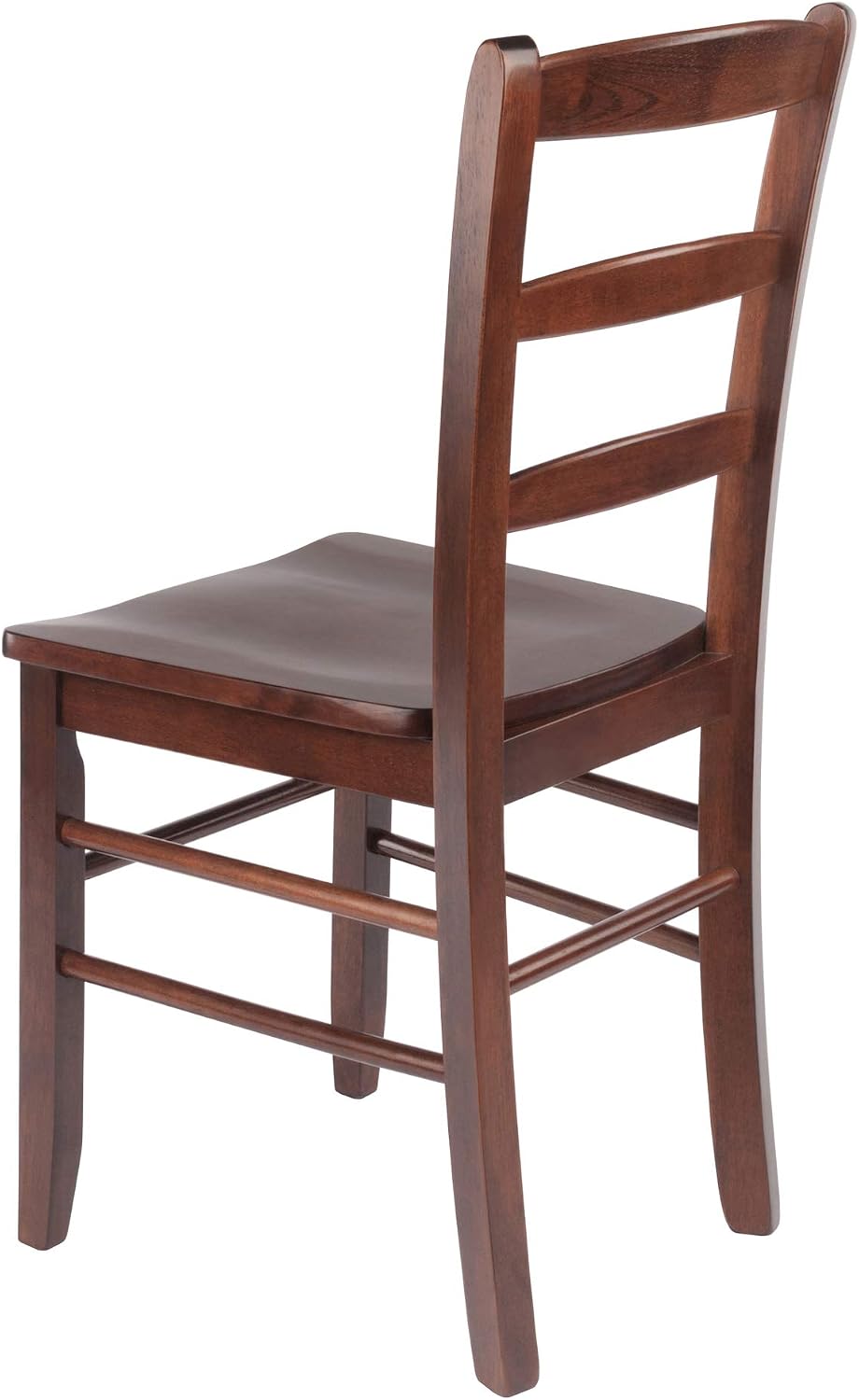 Winsome Benjamin Ladder Back Chair Set of 2 in Walnut, Classic Backed Kitchen & Dining Room Chairs, Simple & Elegant Home Seating Solution, Great for Office, Hallway, Bedroom