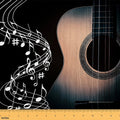 Music Note Flannel Fabric by The Yard,Vintage Guitar Upholstery Fabric,Stringed Musical Instruments for Quilting Sewing,Fashion Modern Pop Music Posters Decor for Chairs Sofa Aesthetic,10 Yards