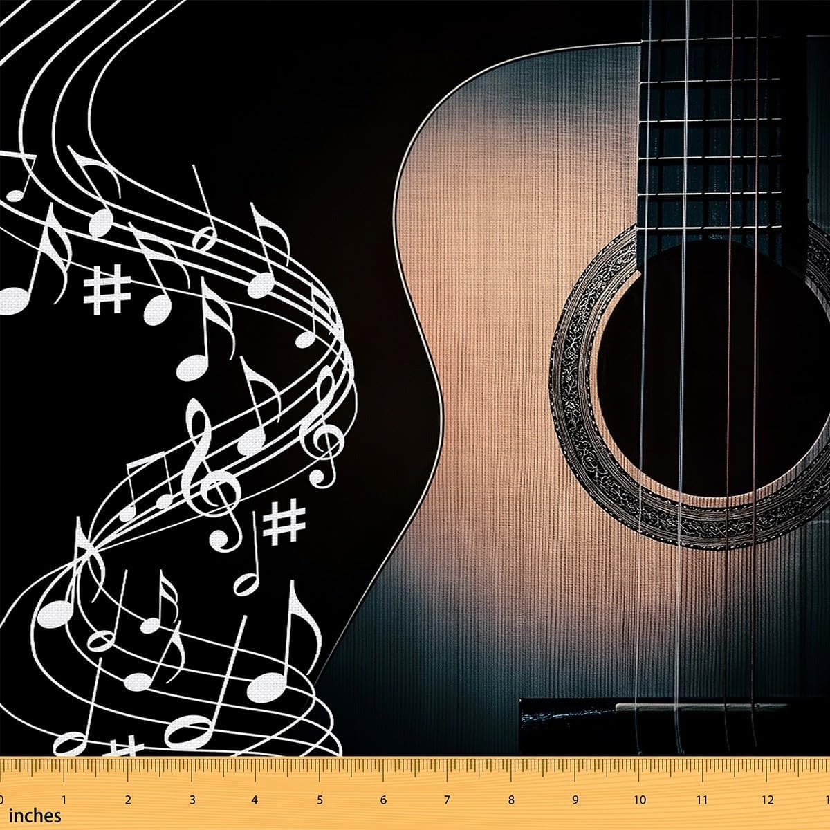 Music Note Flannel Fabric by The Yard,Vintage Guitar Upholstery Fabric,Stringed Musical Instruments for Quilting Sewing,Fashion Modern Pop Music Posters Decor for Chairs Sofa Aesthetic,10 Yards