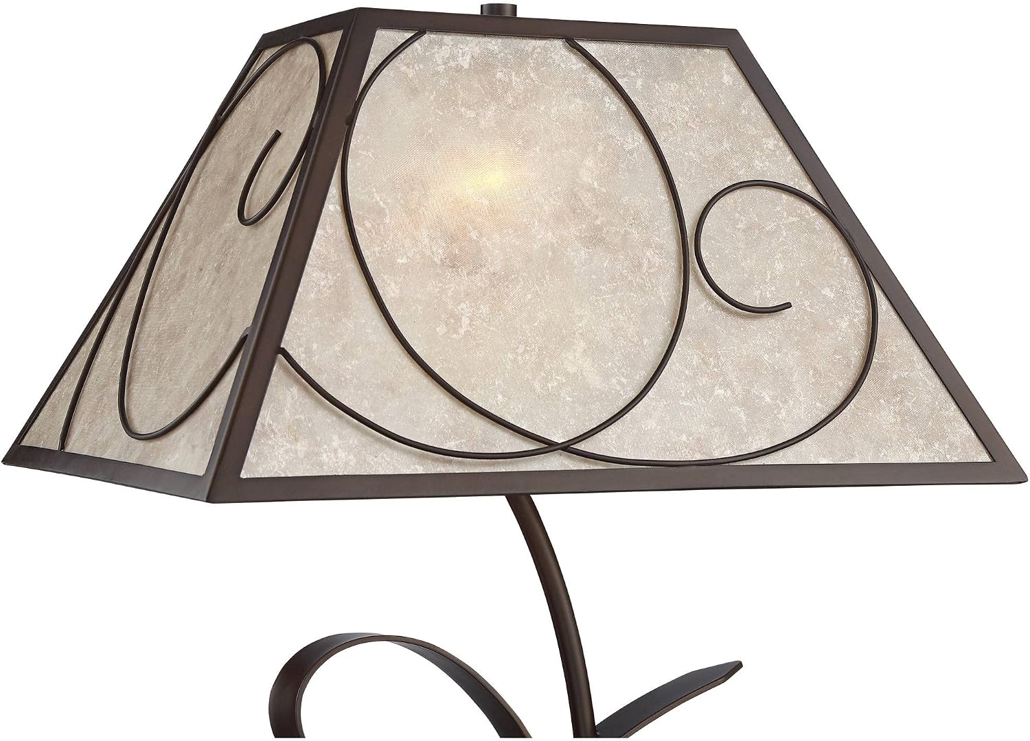 Franklin Iron Works Teri Rustic Farmhouse Country Cottage Core 3-Way Table Lamp 27' Tall with Dimmer and USB Charging Port Brown Metal Floral Light Mica Tapered Shade for Bedroom Living Room