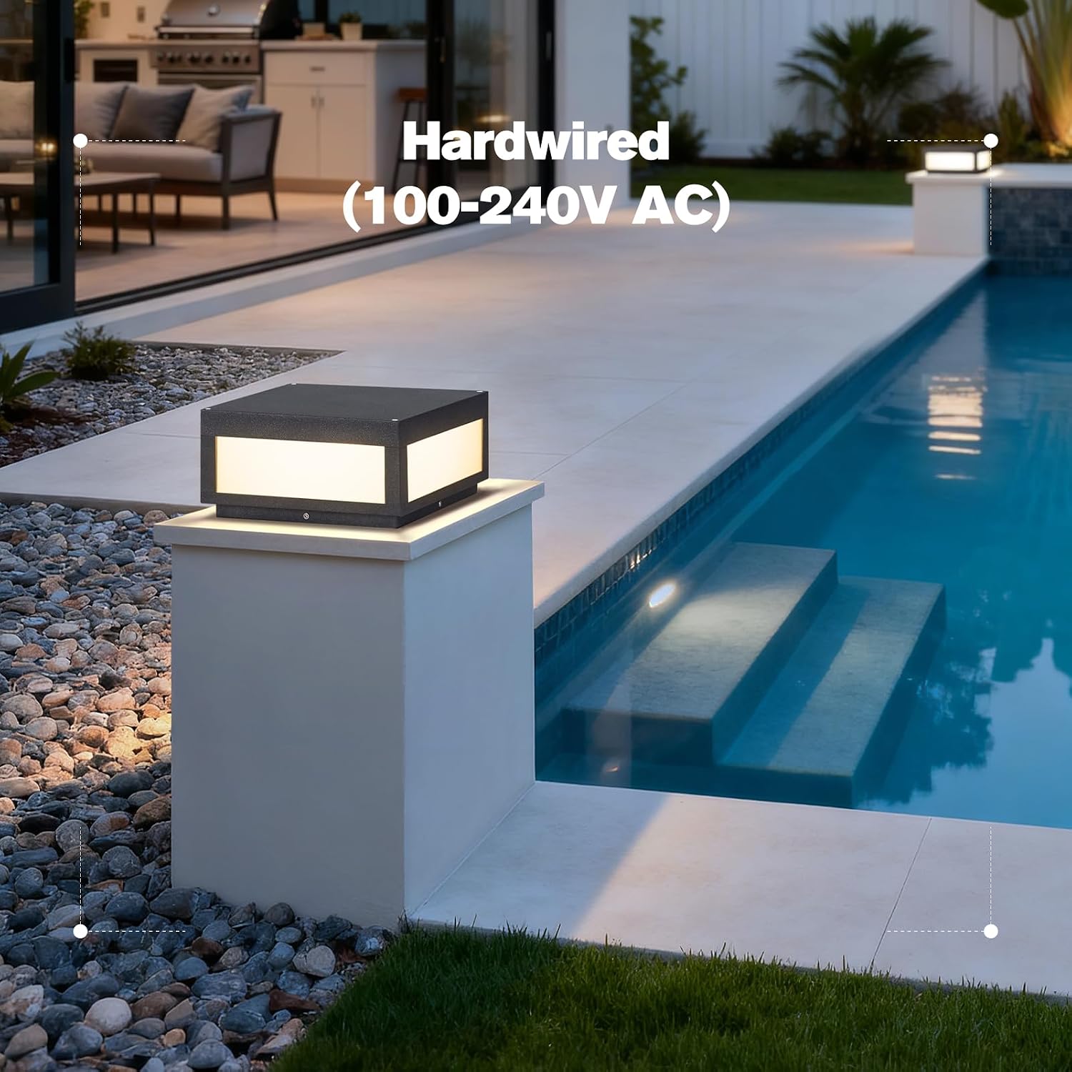 12' Outdoor Post Lights Hard Wired, 3000K LED Outdoor Pillar Column Lights, IP54 Waterproof Lamp Post Light Fixture for Posts Outside Deck Patio Garden Yard, E26 Bulb Compatible Lighting