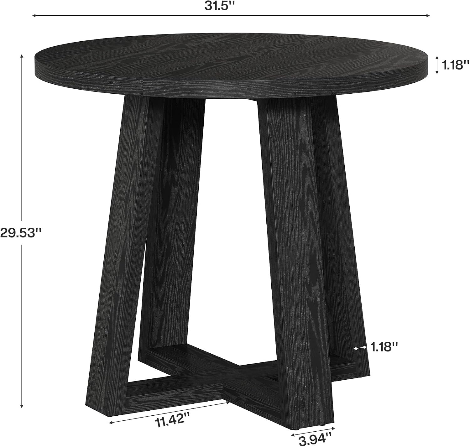 Tribesigns Small Round Dining Table for 2-4 People, 31.5 Inches Farmhouse Kitchen Table for Small Space, Dining Room, Kitchen, Apartment, Black