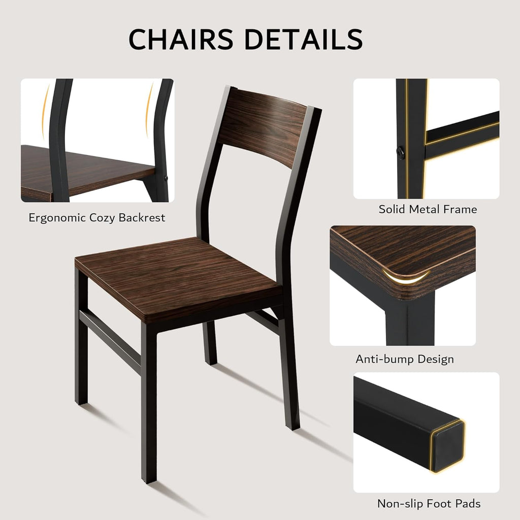 iPormis 7 Pieces Dining Table & Chairs Set for 4-6, 63' Extendable Kitchen Table and 6 Chairs, Dining Room Table with MDF Board & Metal Frame, Perfect for Small Space, Easy Clean, Espresso