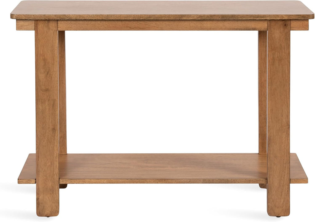 Kate and Laurel Foxford Tiered Rectangle Console Table, 42 x 14 x 30, Natural Brown, Transitional Two-Tier Wood Entryway Table with Storage for Use as Living Room Behind Couch Table