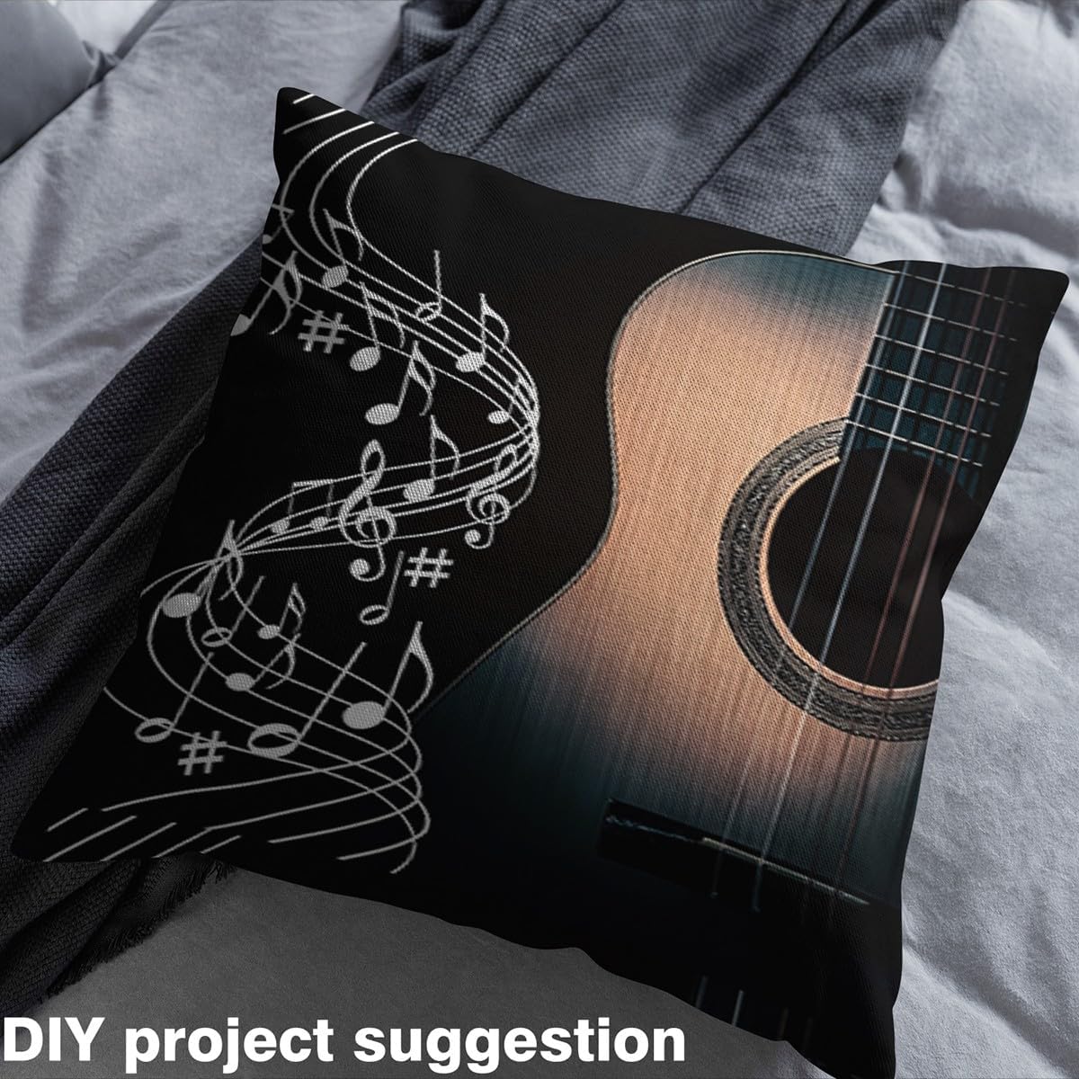 Music Note Flannel Fabric by The Yard,Vintage Guitar Upholstery Fabric,Stringed Musical Instruments for Quilting Sewing,Fashion Modern Pop Music Posters Decor for Chairs Sofa Aesthetic,10 Yards