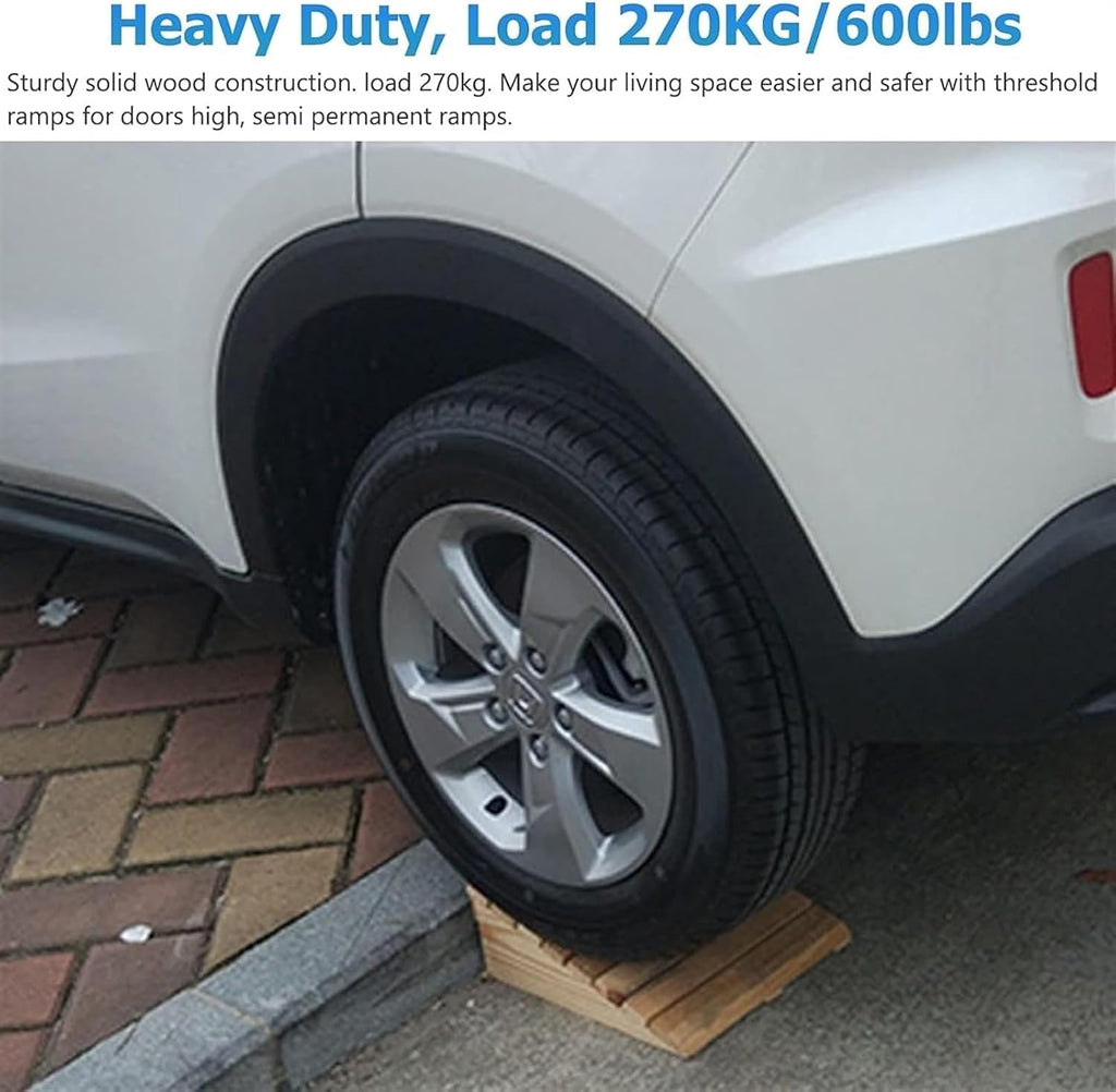 Ramps Threshold Ramp, Lawn Mower Curb Ramps 6 Inch Rise, Extra Long 40 50 60 70 80 cm - Wood Threshold Ramp for Exterior Entrance Door, Front Door Ramp for Mobility Scooter(60x38.8x15cm)