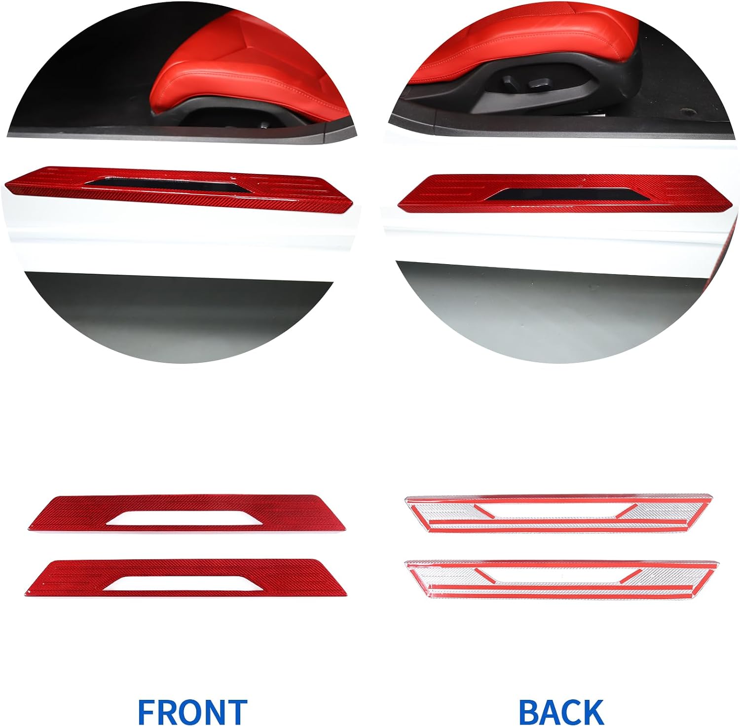 Real Carbon Fiber Door Sill Protectors Compatible with Chevrolet Corvette C8 2020-2026, Door Sill Guard Trim Cover, Threshold Strip Door Entry Guard Decorative Strip 2Pcs (Red)