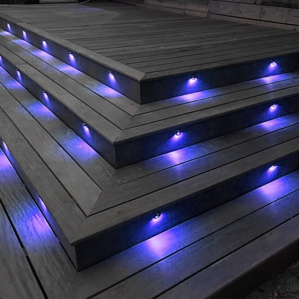 FVTLED LED Deck Lighting Kits, 10pcs WiFi Controller Φ1.97 Low Voltage LED Deck Lighting RGB Recessed Light Compatible with Alexa Google Home Wireless Smart Phone RGB Lamp