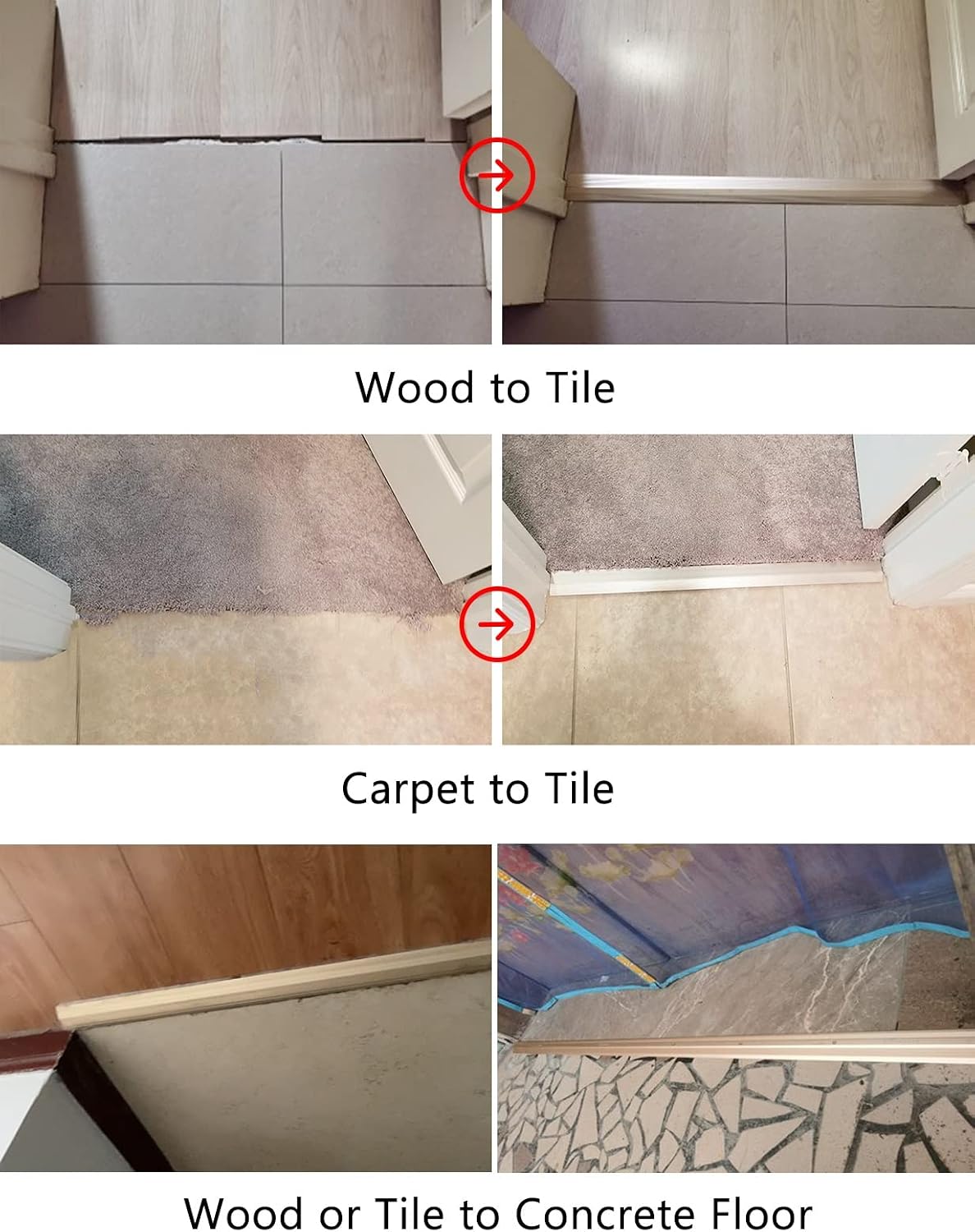 Floor Transition Strip for Gap, Adhesive Floor Transition Strips Extra Wide 10cm/4', Hard Wood Floor Edge Trim Metal Aluminum, Anti Skid Doorway Flooring Reducer, Easy to Install ( Color : #3 , Size :