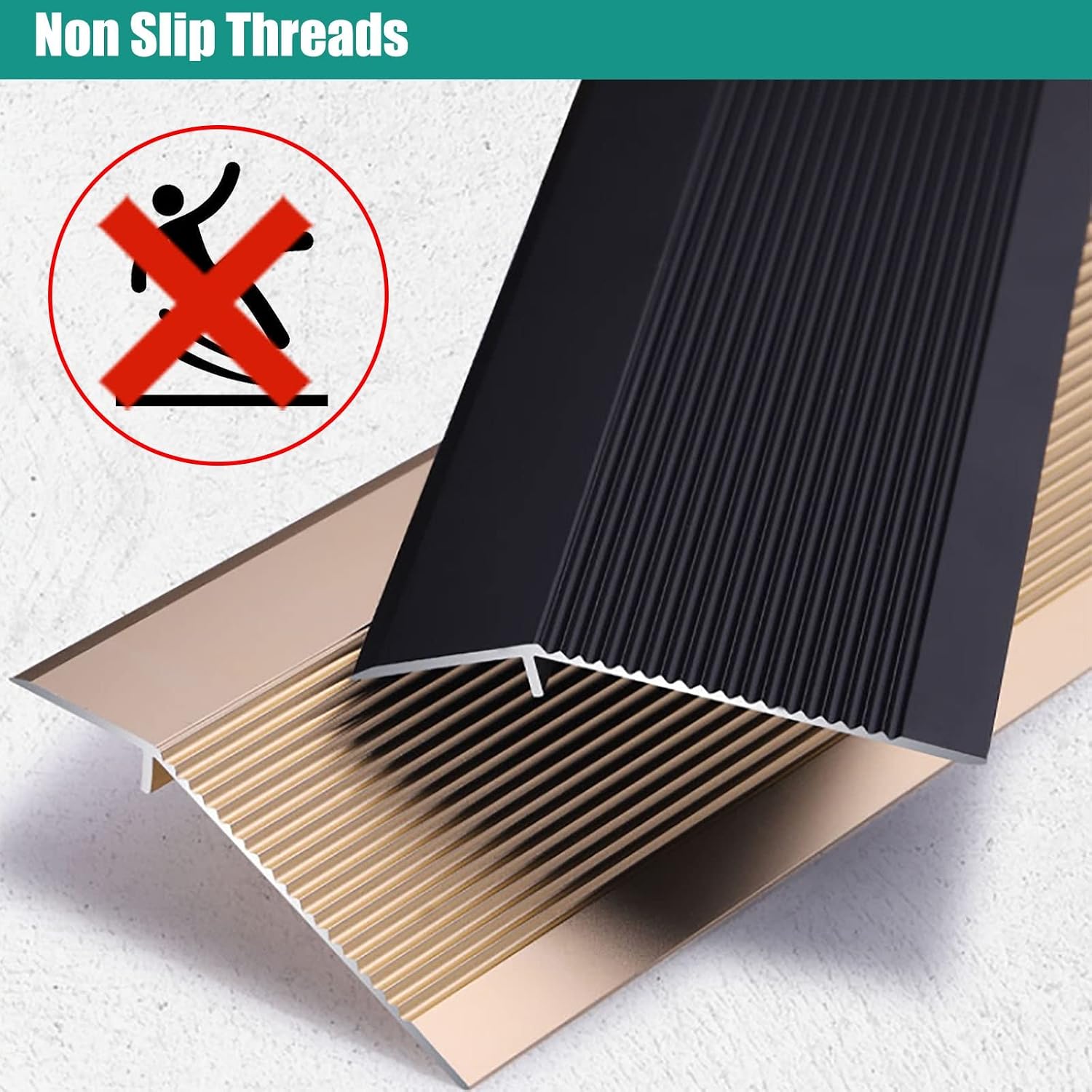 Extra Wide 4inch Floor Transition Strip For High Drop Threshold, Commercial Aluminum Non Slip Reducers Floor Edge Trim for Wood to Tile/ Laminate, 90-175cm Long ( Color : Dark red , Size : 105cm/41.3i