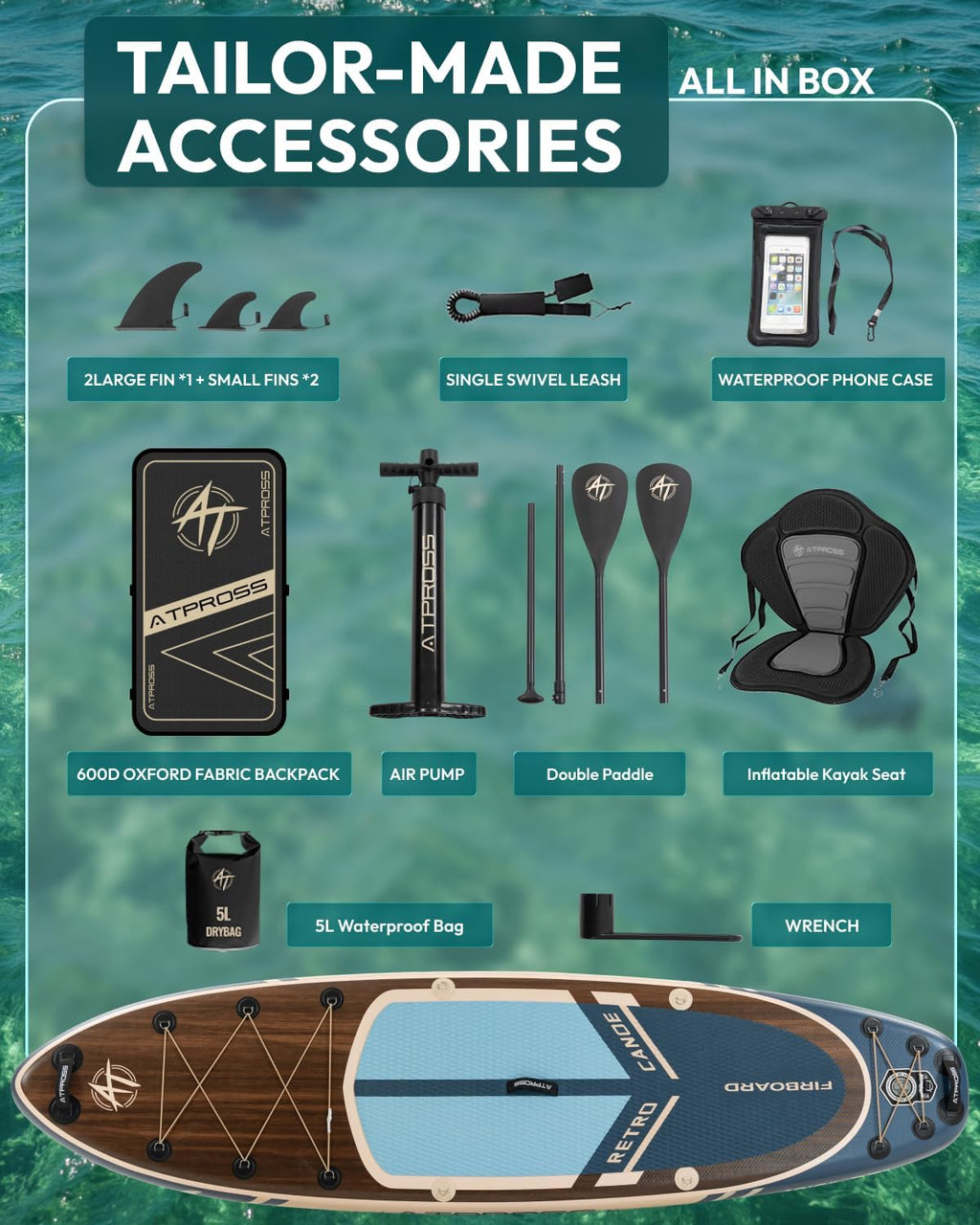 10'6''x33''Inflatable Stand Up Paddle Board, 400lbs Extra Wide Stand Up Paddleboard with Kayak Seat, Anti-Slip EVA Deck Premium SUP Accessories Kit, Non-Slip Stable Deck Boat