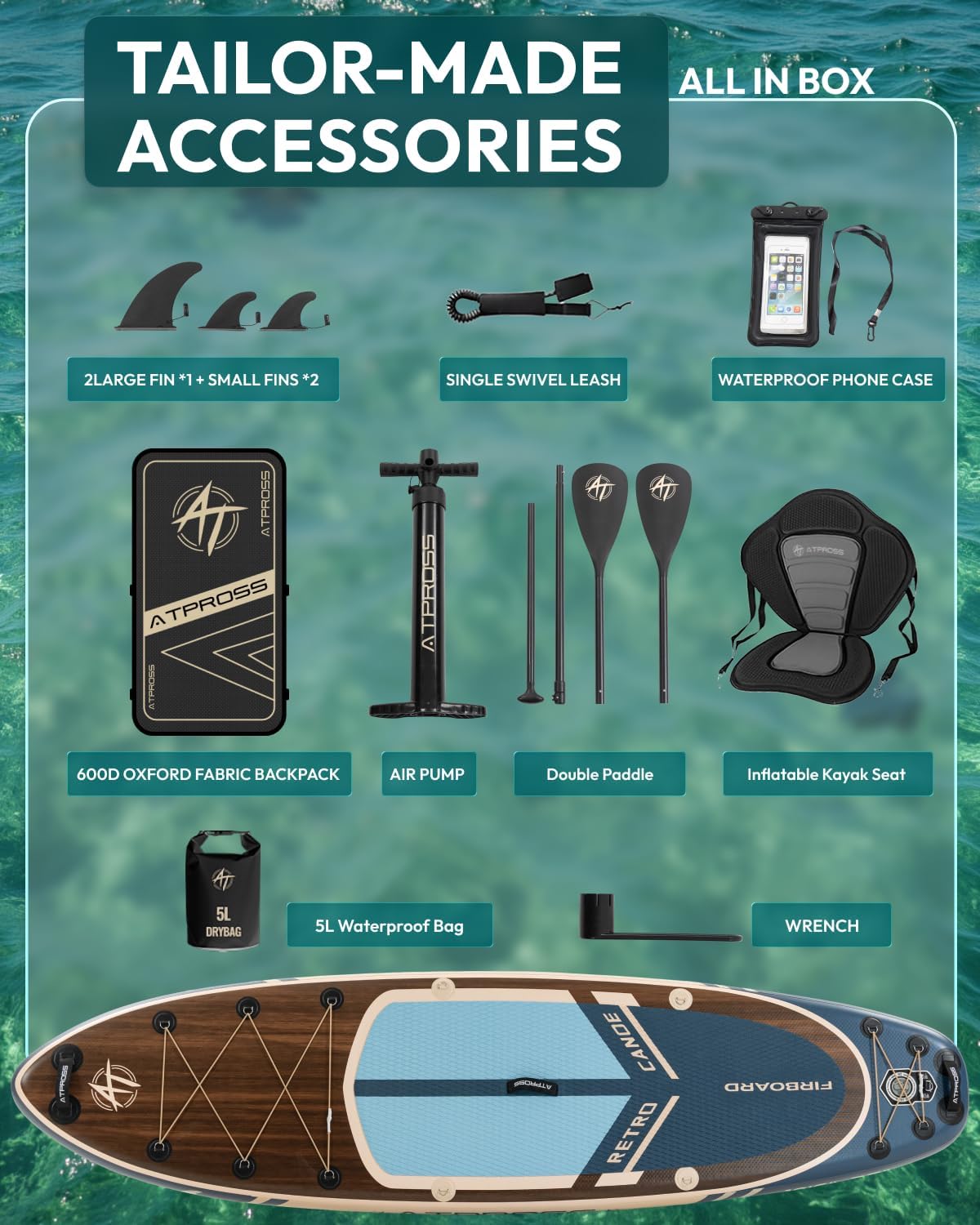 10'6''x33''Inflatable Stand Up Paddle Board, 400lbs Extra Wide Stand Up Paddleboard with Kayak Seat, Anti-Slip EVA Deck Premium SUP Accessories Kit, Non-Slip Stable Deck Boat