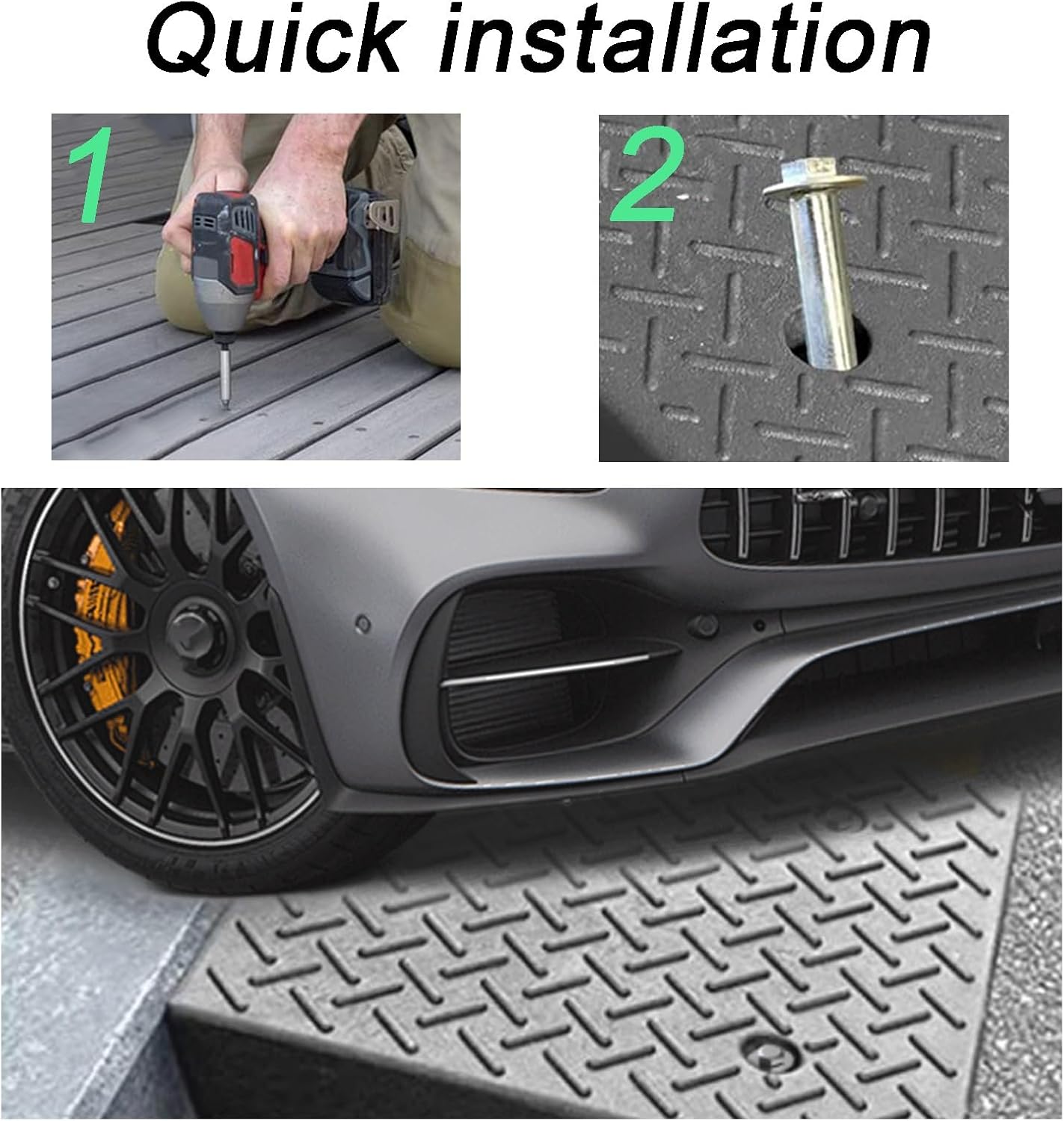 Threshold Ramp Rubber Driveway Ramp Heavy Duty Wheelchair Ramp with Slip-Resistant Surface Handicap for Doorways Steps(50 * 50 * 5cm/20 * 20 * 2in)