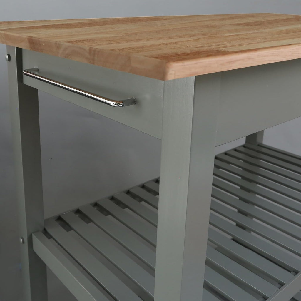 Casual Home Kitchen Island with Solid American Hardwood Top, Slate Gray, 40' W (373-932)