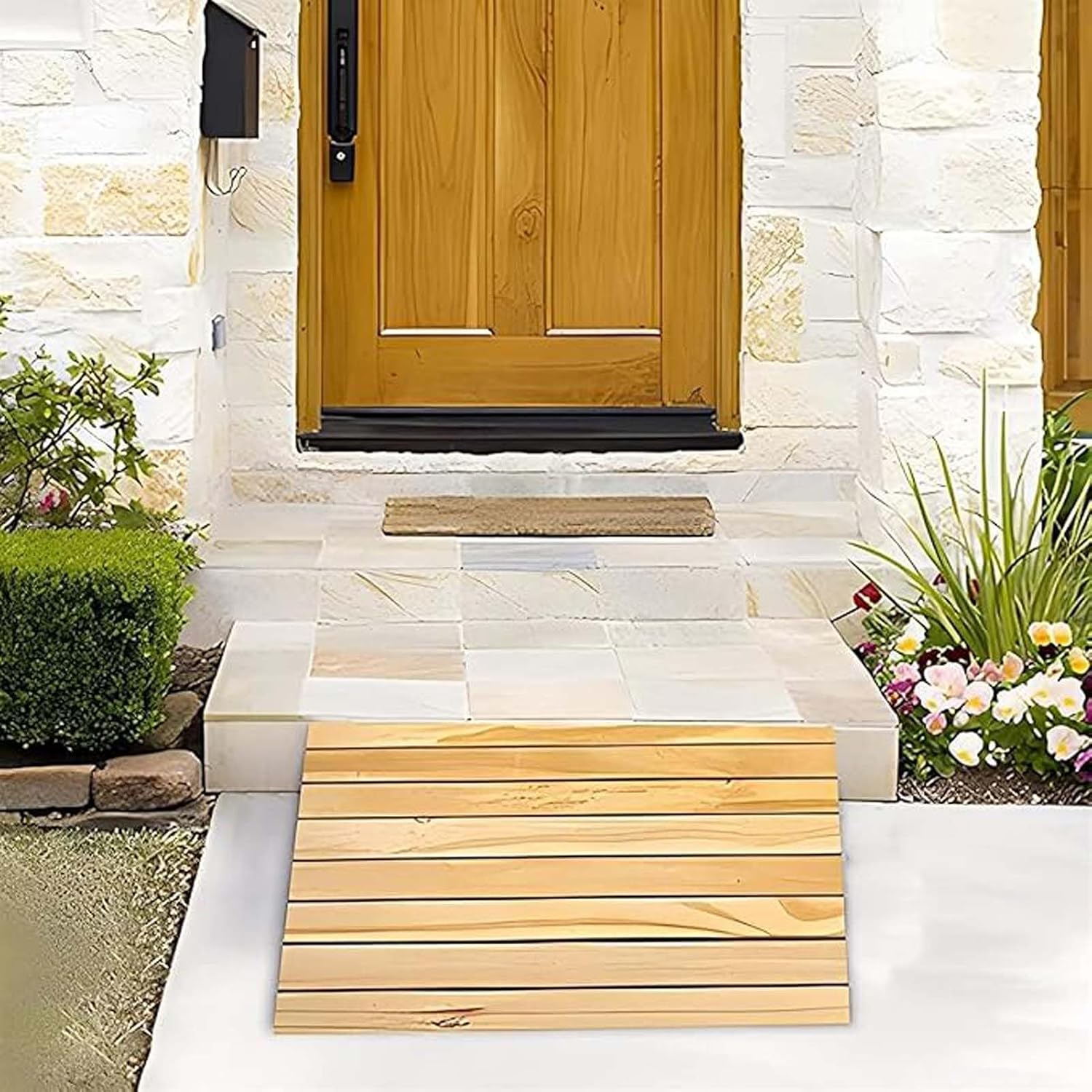 Rise Doorway Ramp 39.4x17x7in, Curb Ramps for Driveway, Wooden Threshold Ramps for Doorways, Easily Carried, for Walkers/wheelchairs/Walker/Bicycles/Electric Vehicles