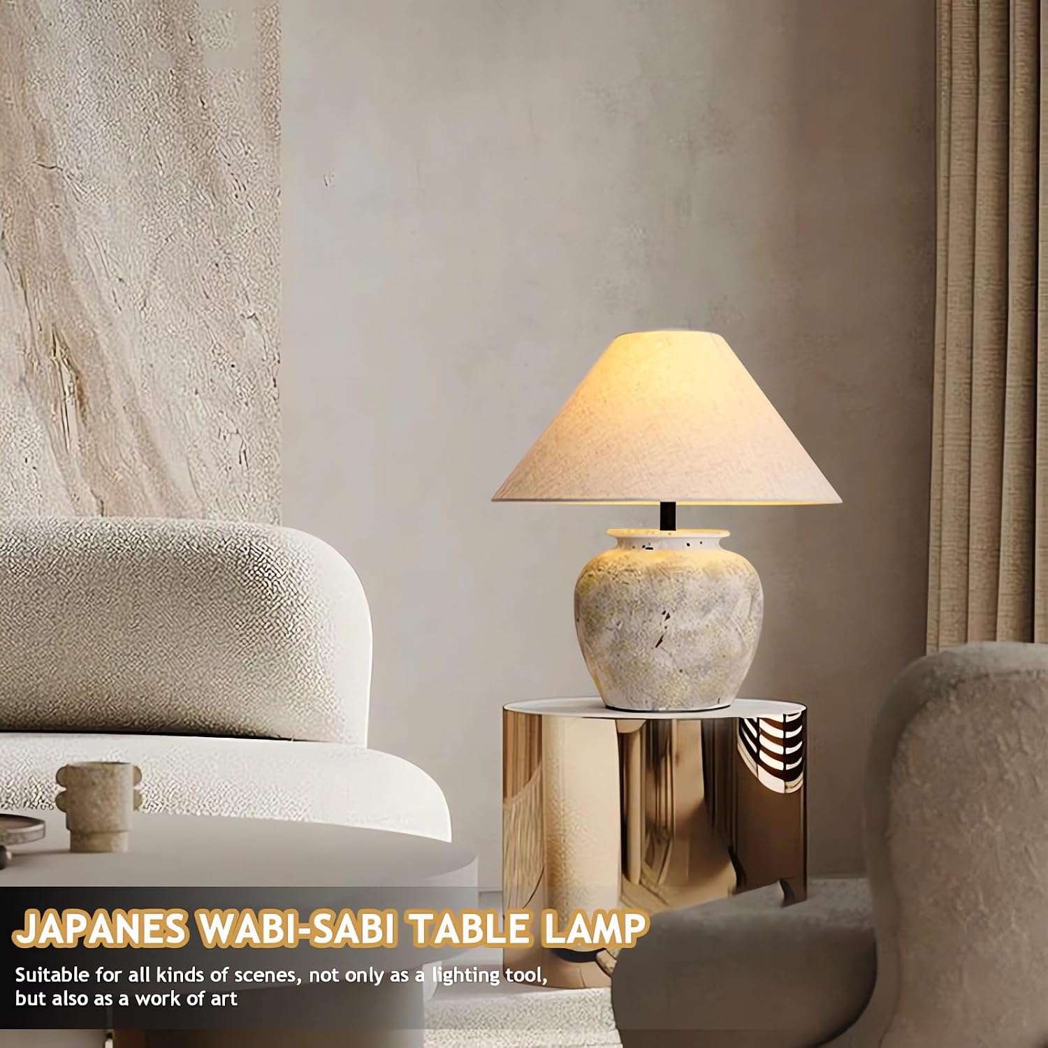 Farmhouse Table Lamps White Clay Pot Ceramic Lamps Creative Ceramic Lamp Body with White Textured Shade Bedside Nightstand Lamp for Bedroom Living Room Office