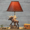 BLACK FOREST DECOR - Moose Climbing Table Lamp for Cabin, Living Room, Nightstand, Desk - Vintage Rustic Home Décor - 19.5' x 12'