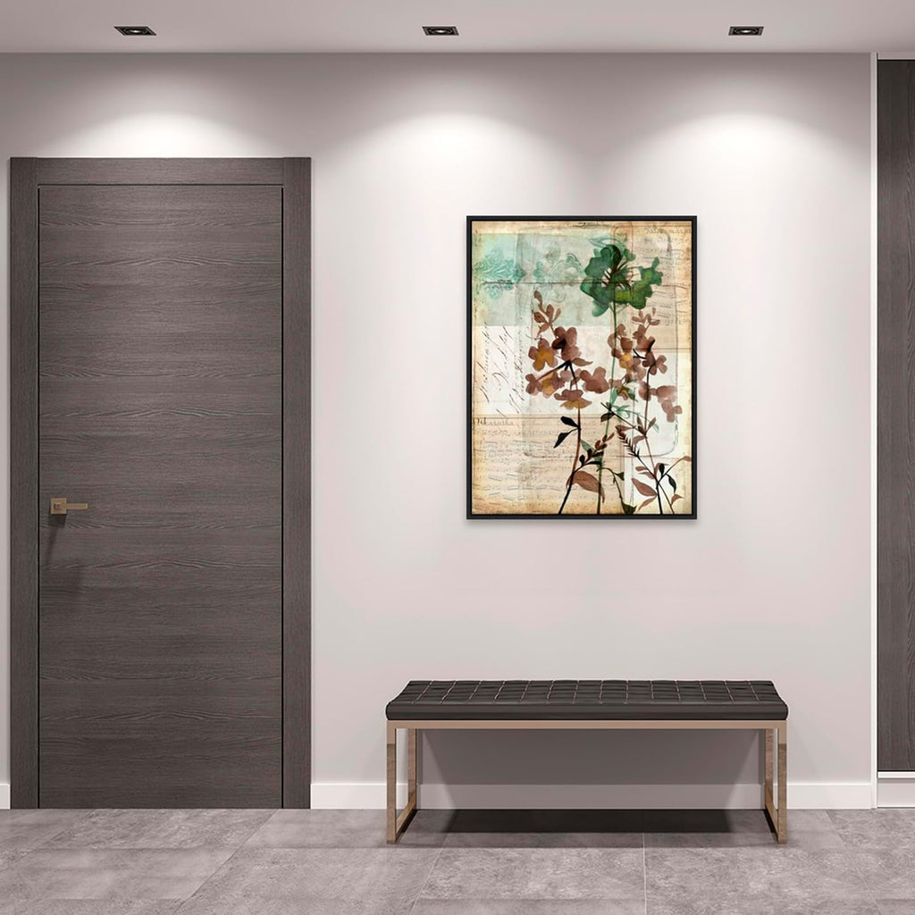 Amanti Art Framed Canvas Wall Art 42x32 Music Box Floral II by Jennifer Goldberger, Framed Wall Art Canvas, Flowers Artwork, Modern Decor, Oversize Poster Painting for Living Room, Bedroom, Bathroom,