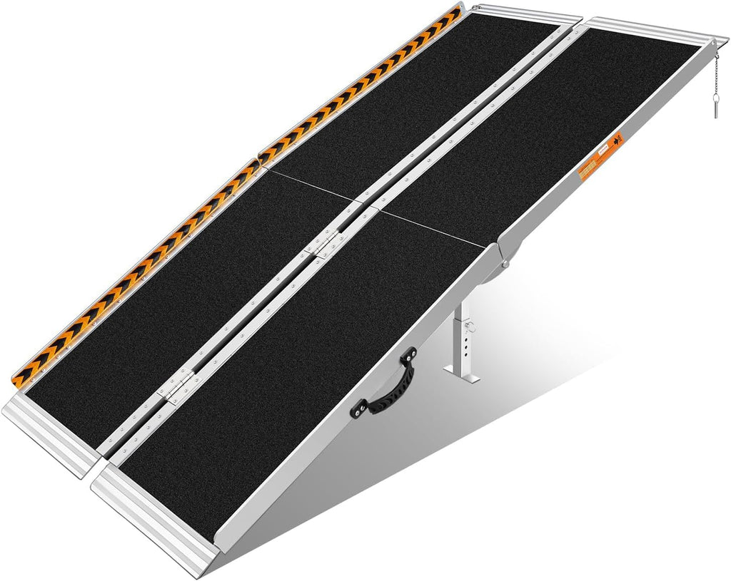 FACHNUO 6 Feet Portable Wheelchair Ramp with Sopport Legs, Non-Skid Aluminum Handicap Ramps, Folding Threshold Wheel Chair Ramp for Home Steps, Stairs, Entry, Threshold, Doorways, 800LBS Capacity