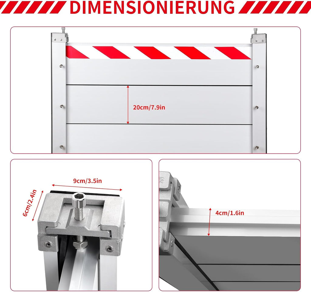 Flood Barrier Shield 60cm High Aluminum Temporary Threshold Flooding Protection Prevention Board Water Retaining Plate (Exterior 71x60cm)