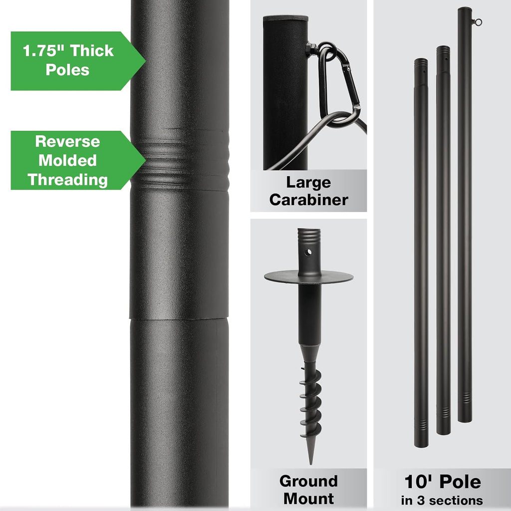 EXCELLO GLOBAL PRODUCTS Premium String Light Pole 4 Pack with 100' of LED Edison Bulb String Lights (Yard Mount)