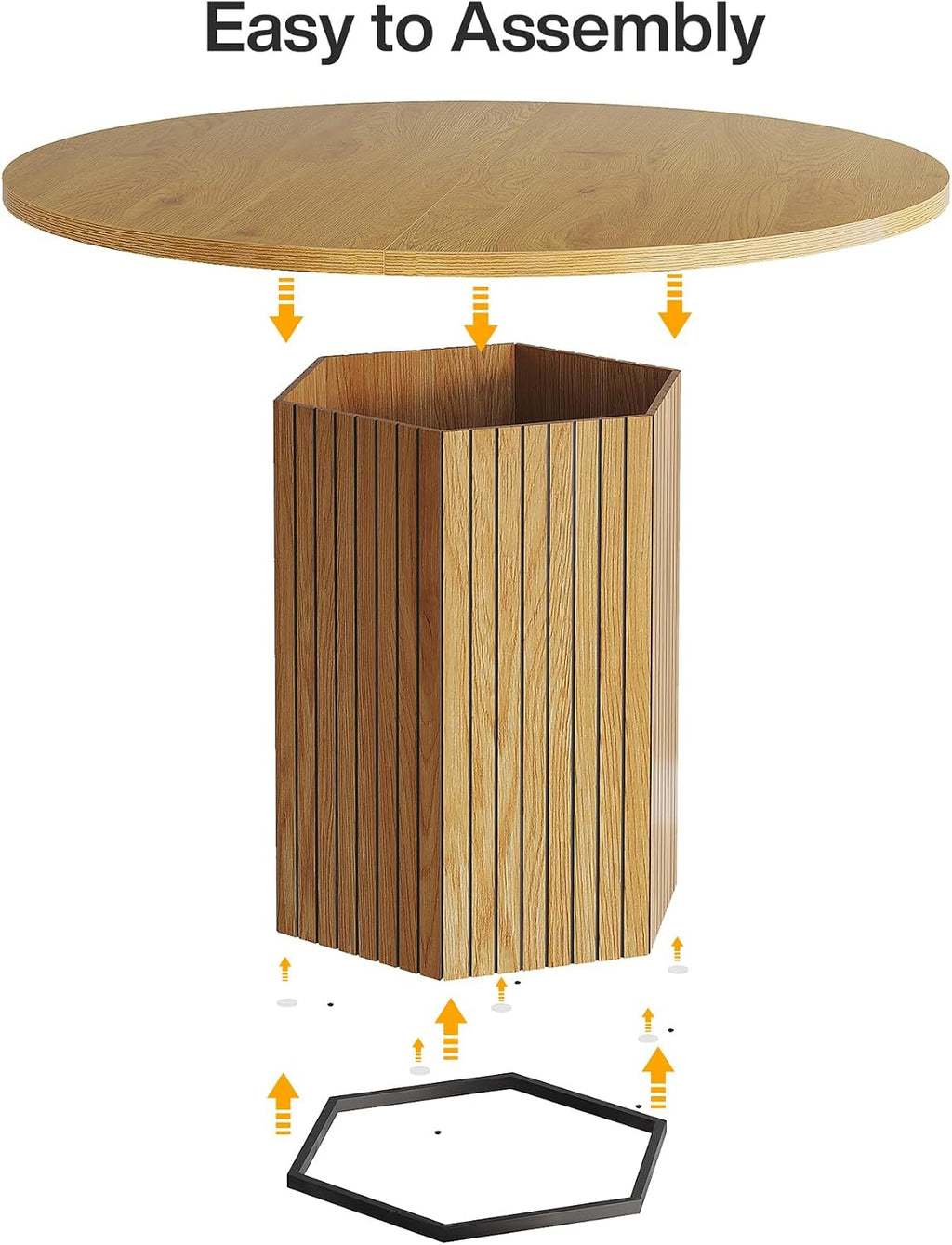 Tribesigns Wood Round Dining Table for Kitchen Room, 47 inch Dinner Table for 4 People with Heavy Duty Pedestal Base Circle Oak Tabletop for Kitchen Living Room, Natural Oak