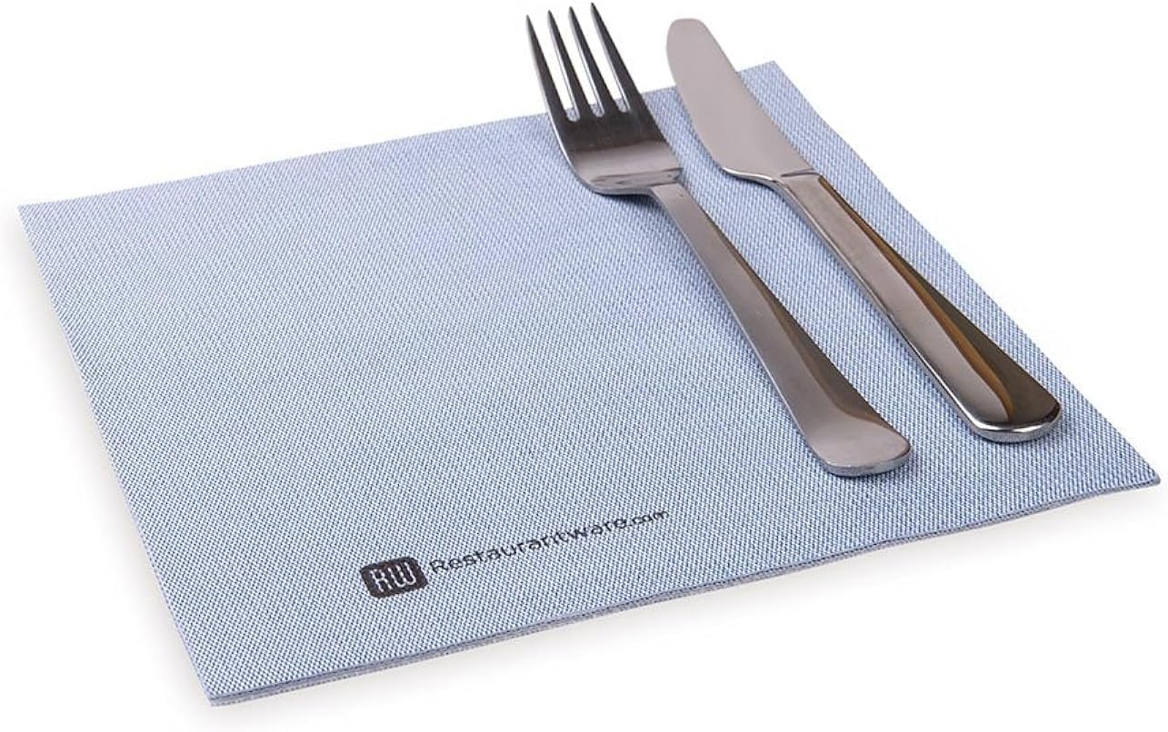 Restaurantware Luxenap 15.75 Inch Disposable Napkins 600 Soft Linen Like Napkins - Absorbent Air Laid Blue Denim Inspired Paper Cloth Like Napkins Pre-folded For Dinner Party Guests