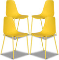Poly & BARK Isla Modern Kitchen Chairs Set of 4 - Plastic Dining Chair with Metal Legs - Quick Assembly Simple Cafe Chairs Plastic for Indoor or Outdoor - Sunburst Yellow