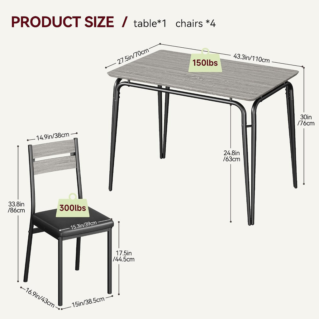 GarveeHome Dining Table for 2, Small Table and Chairs Set of 2, Square Dinette Set for 2, 3 Piece Kitchen & Dining Room Sets for Small Space (Oak, Table with 4 Upholstered Chairs)